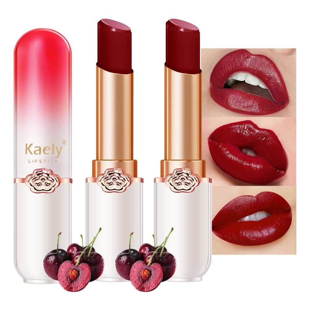 Kaely 2Pcs Hydrating Honey Lipstick Tinted Lip Balm, Black Red Cherry Color Changing PH Lipstick Makeup, Korean Magic Lip Stain Long Lasting Waterproof, labiales magicos 24 horas originales