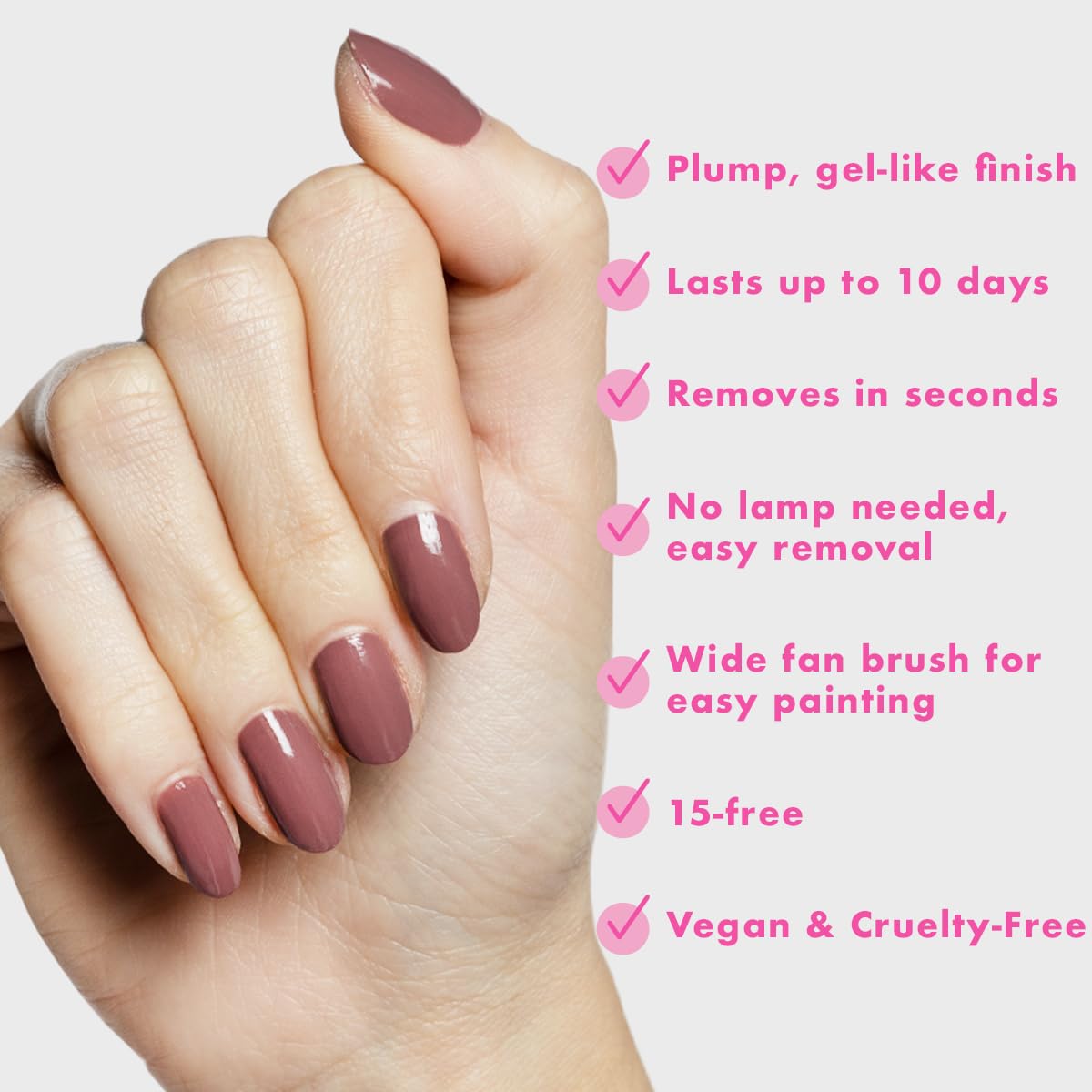 Olive & June Long Lasting Nail Polish | Plump Gel-Like Finish No Lamp Needed | Lasts up to 10 days | Salon-Quality Color at Home | 15-Free Vegan Cruelty-Free Chip-Resistant Shine |Shacket Rose Neutral