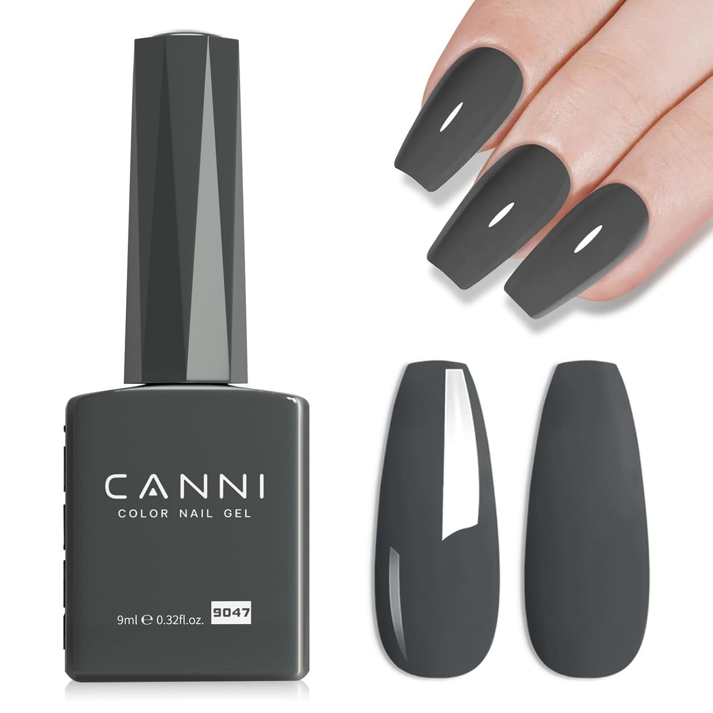 CANNI Gray Gel Nail Polish, 1Pcs Grey Nail Polish Gray Color High Gloss Soak Off U V Gel Nail French Nail Manicure Salon DIY