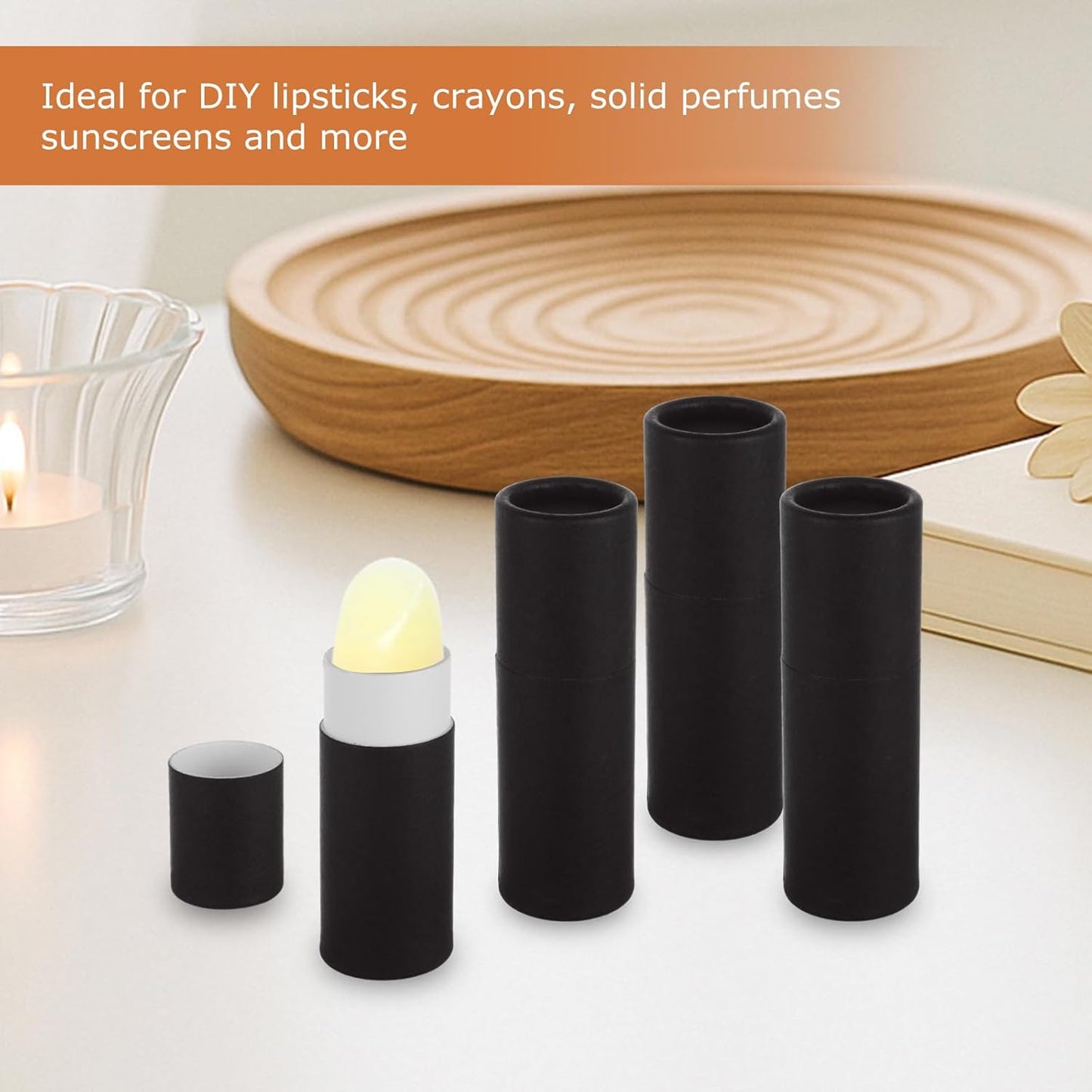 30PC 0.3oz Kraft Paperboard Lip Balm Containers Cardboard Lip Balm Tubes with Lids Refillable Chapstick Tubes Empty Push-Up Style Perfume Lip Gloss Container for DIY Cosmetic Storage