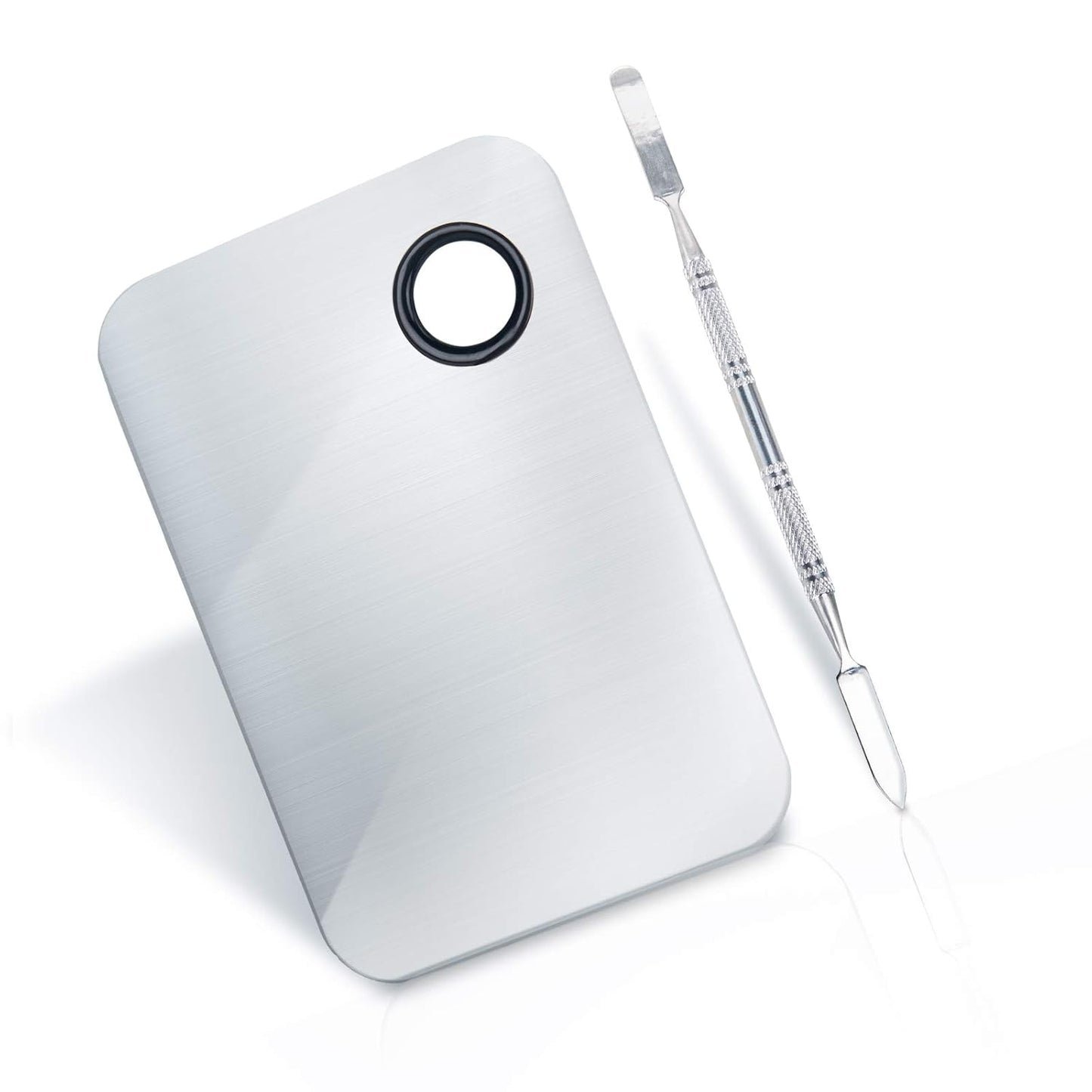 Makeup Mixing Palette, Upgrad Stainless Steel Metal Foundation Palette with Spatula Artist Tool for Mixing Foundation Nail-Art, Size 5.9x3.9 in