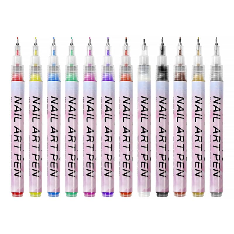 Nail Polish Pen, 1 PCS Nail Art Pen, Nail Pencil, DIY Drawing Painting Pen, for Nails DIY (12colors set A -0.5mm)