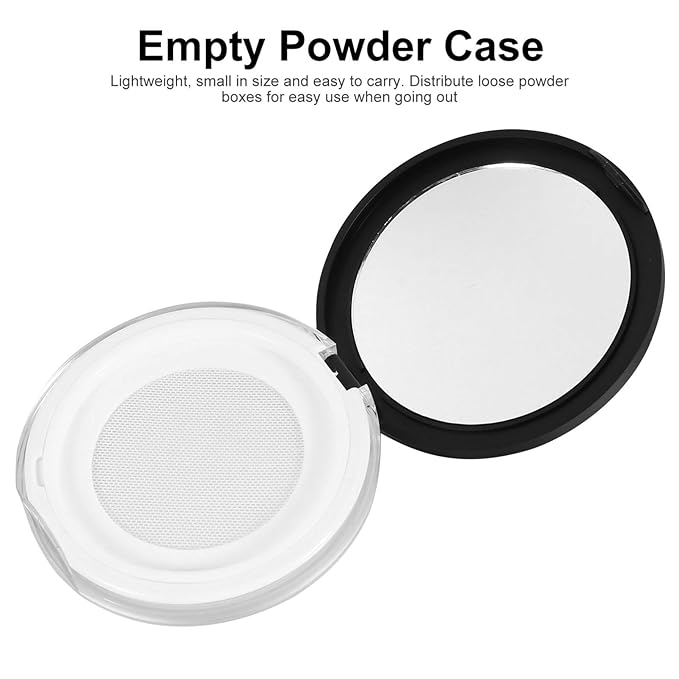 Loose Container 2pcs Loose Containers with Elasticated Net Sifter, Mirror and Puff 5g Loose Compact Case Case for DIY Makeup and Travel ( Black ) Travel Container