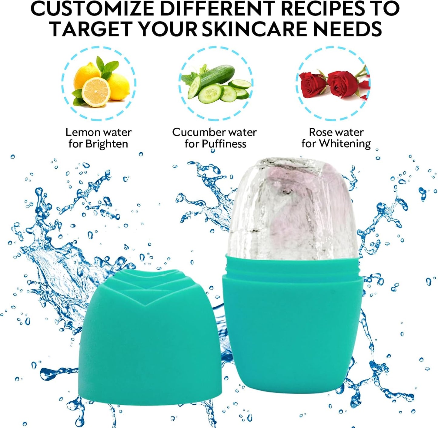 LATME Ice Cube Roller for Face Eyes,Reusable Silicone Ice Mold,Womens Gifts,Face Massager Roller Puffiness Migraine Pain Relief and Minor Injury