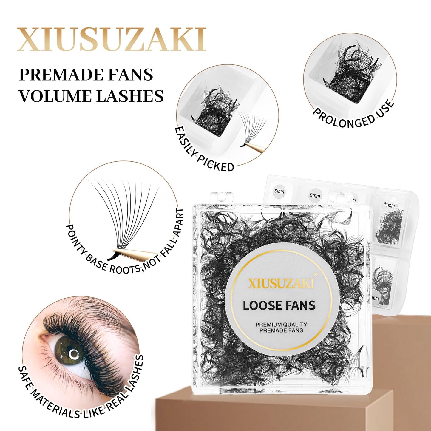 Premade Eyelash Extensions 600 Fans 10D Volume Lash Extensions 0.07 Thickness D Curl 12mm Fluffy Soft Loose Fan