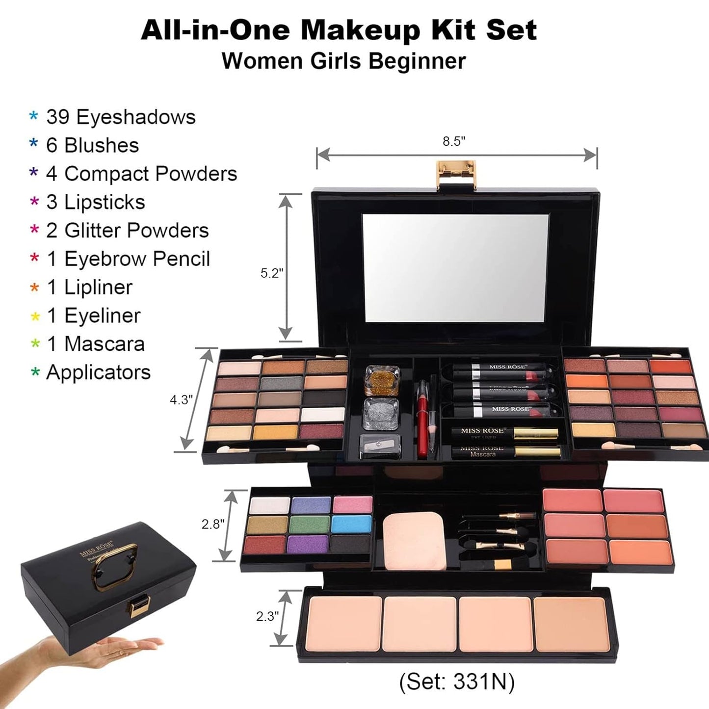M 58 Color Professional Makeup pallet, Makeup Kit for Women Full Kit, All In One Makeup Kit Set, Makeup Gift Set for women girls (331N)