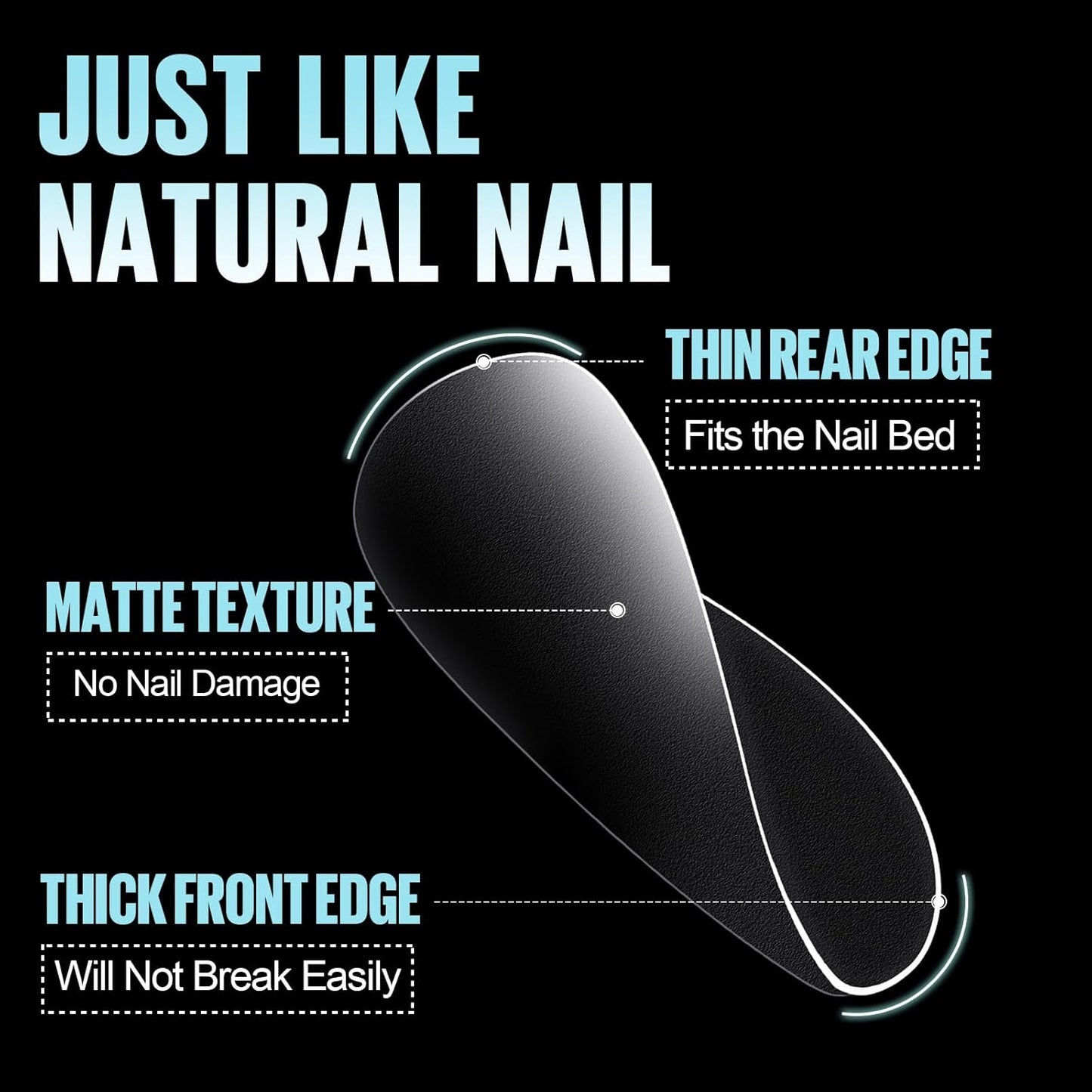 TOMICCA Short Oval Gel Tips, Oval Gel Nail Tips, No File Full Cover Press On Nails, Double Sided Matte Nail Tips, 360Pcs 15 Sizes Professional Nail Salon Manicure at Home for Girls and Women