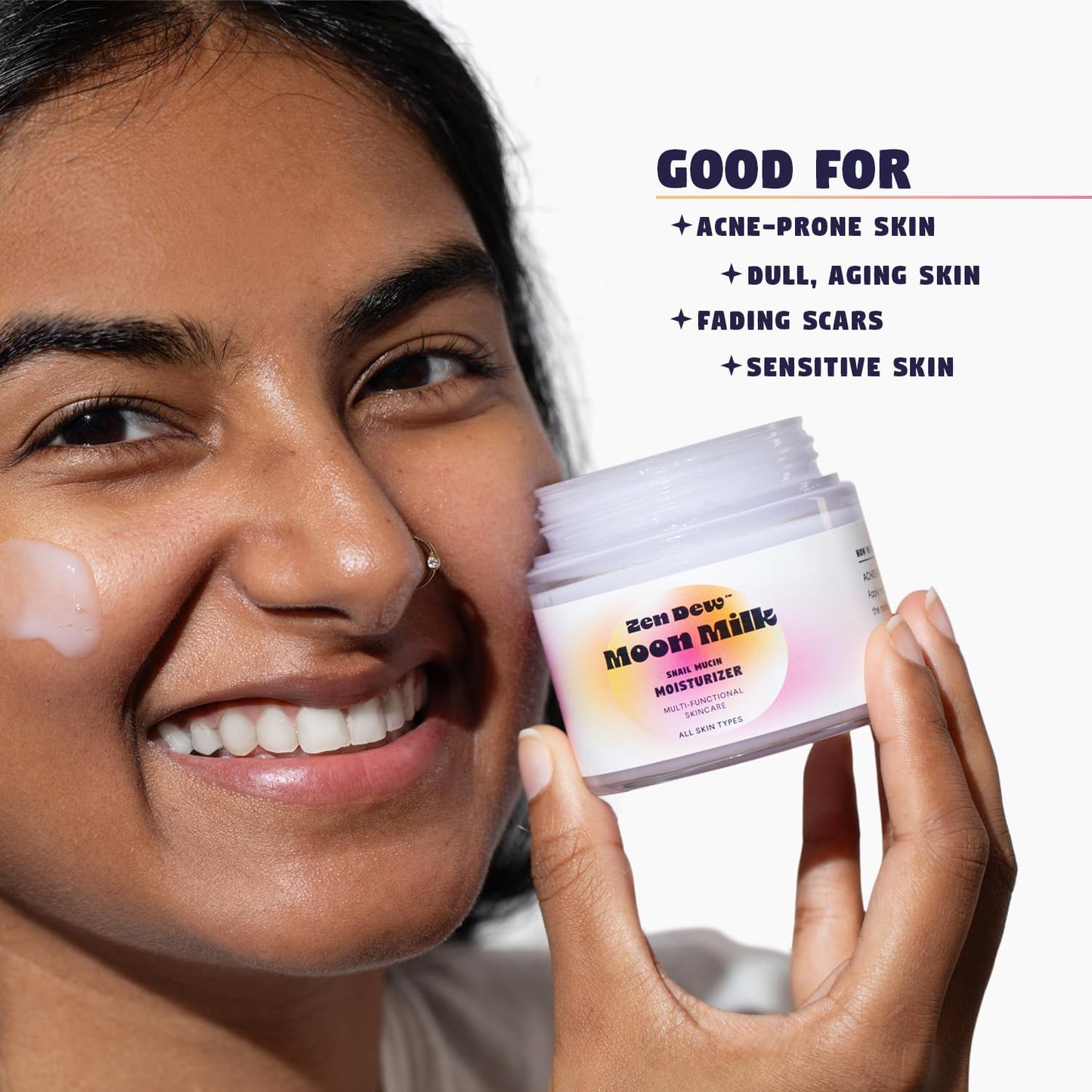 Moon Milk Snail Mucin Moisturizer Gel Cream 3.52 Oz - Blue Light Skin Defense - Korean Snail Mucin Serum Cream that Replenishes Moisture & Leaves Skin Brighter, Plumper, Soothed & Smooth