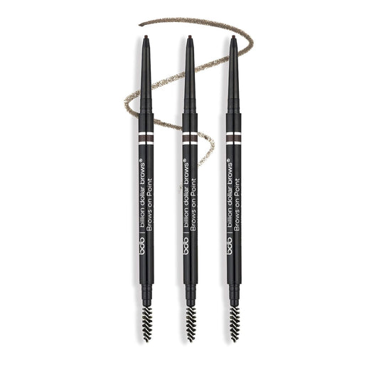 bdb Brows on Point Micro Brow Pencil - Precision Tip & Spoolie, Waterproof, Define Shape and Fill Brows, Taupe, 3-Pack