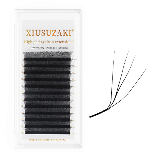 W Lash Extensions Supplies 4D Eyelash Extensions W Shape 0.07mm Thickness L/LU Curl Mix 8-15mm Premade Fans Easy Fan Lashes Matte Black 12 Rows Crisscross Eyelashes(W-4D-0.07-L,8-15mm)