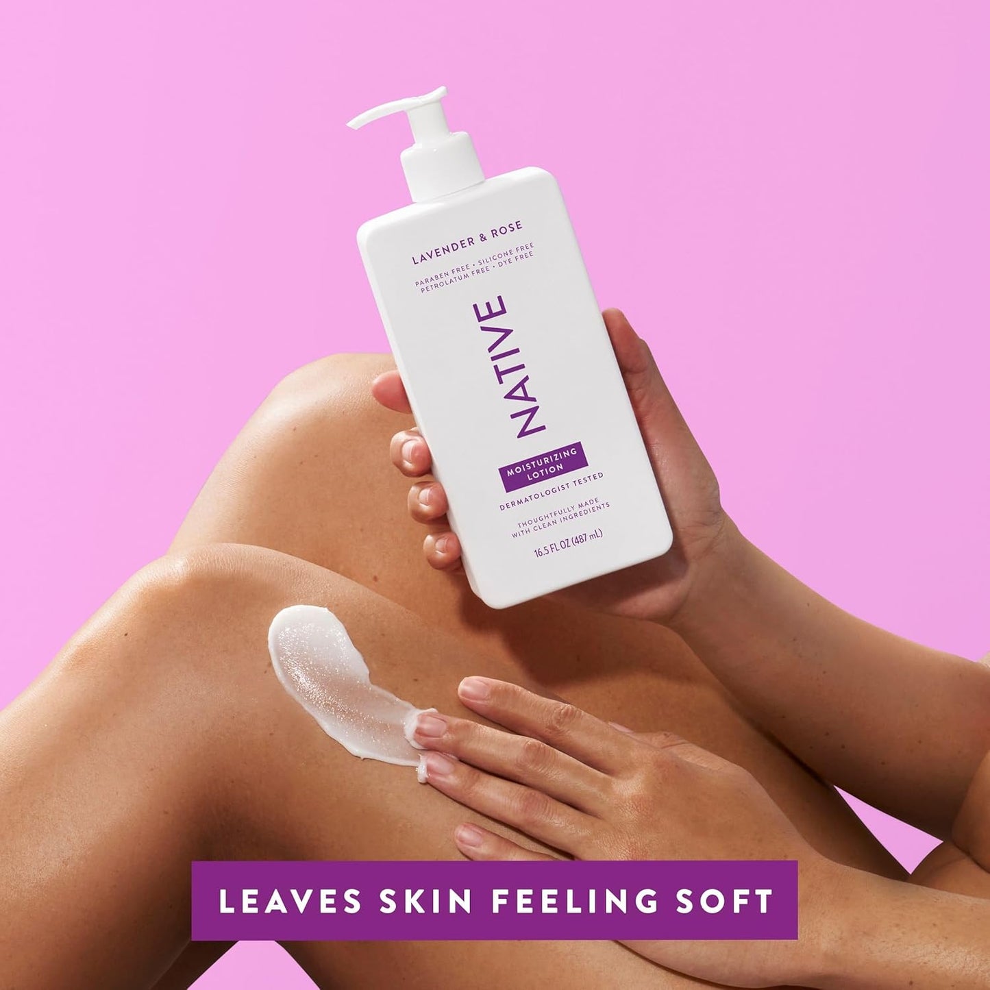 Native Body Lotion Contains Naturally Derived Plant-Based Moisturizers for Women and Men | Restores Dry Skin, Lavender & Rose, 16.5 fl oz