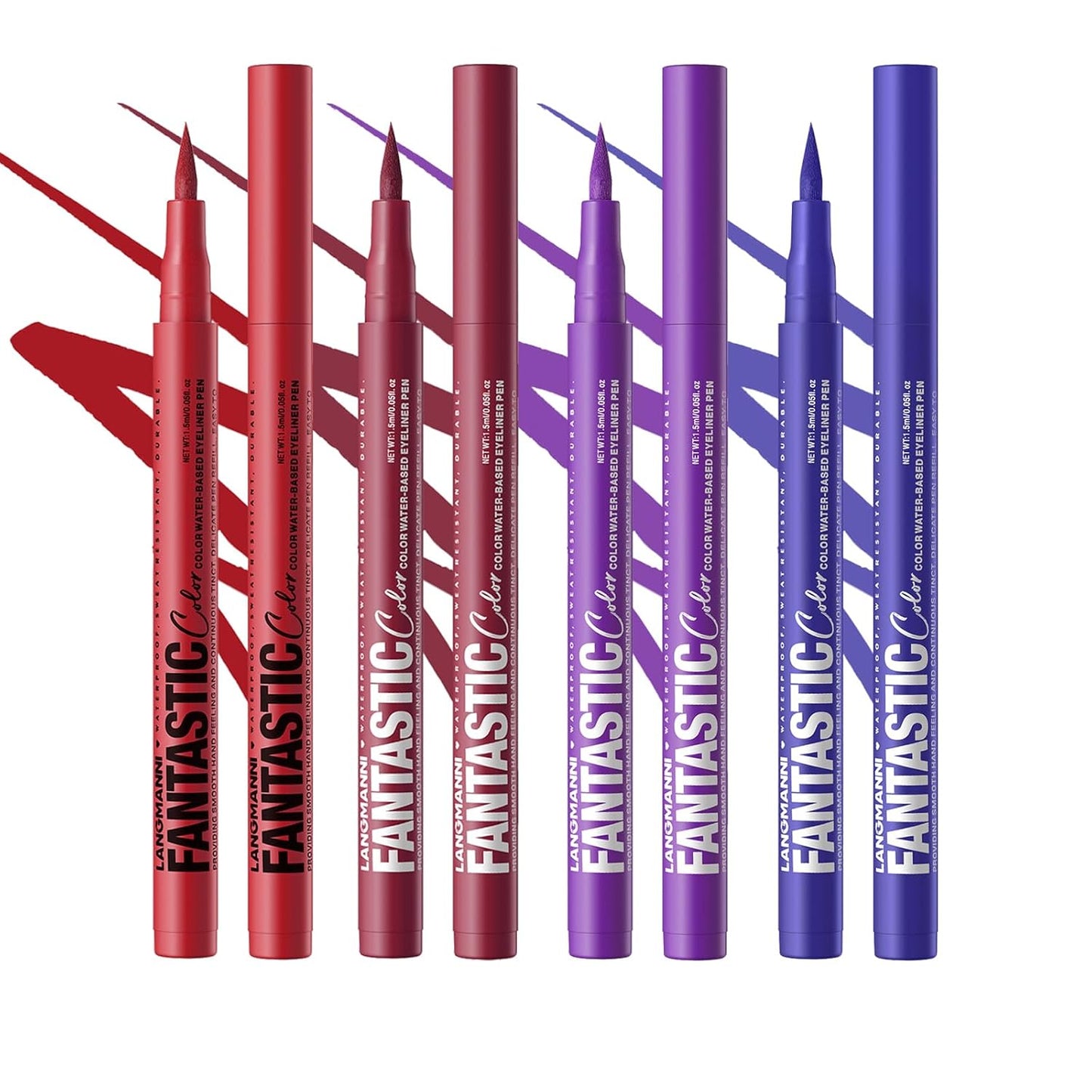 LANGMANNI 4 Colors Matte Liquid Eyeliner Set, Neon Colorful Pigmented With Long-lasting, Smudgeproof & Waterproof Eye Liner Makeup for Bold & Stunning Looks - Gift for Girls(5+6+7+8)