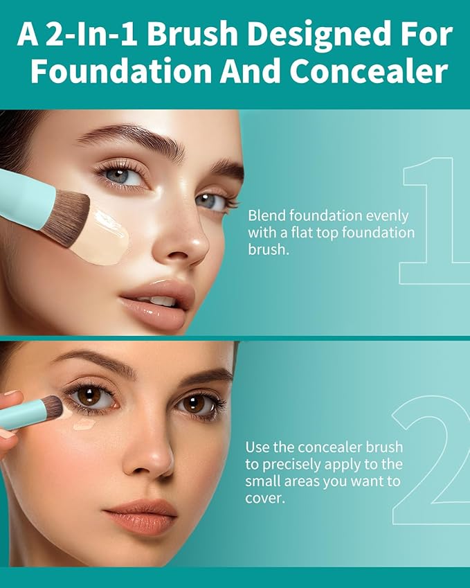EIGSHOW Foundation and Concealer Brush, Dual Ended Makeup Brush For Flawless Foundation Coverage, Under Eye Concealer, Vegan & Cruelty-free (D110B)