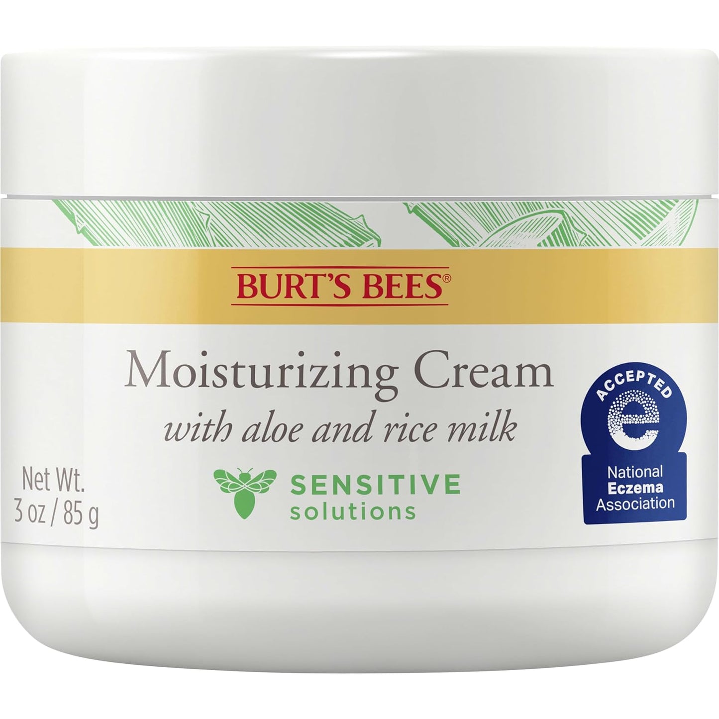 Burt's Bees Back To School Dorm Essentials, Sensitive Moisturizing Cream, With Aloe Vera and Rice Milk, Face Moisturizer for Sensitive Skin, 98.8 Percent Natural Origin Skin Care, 3 oz. Package