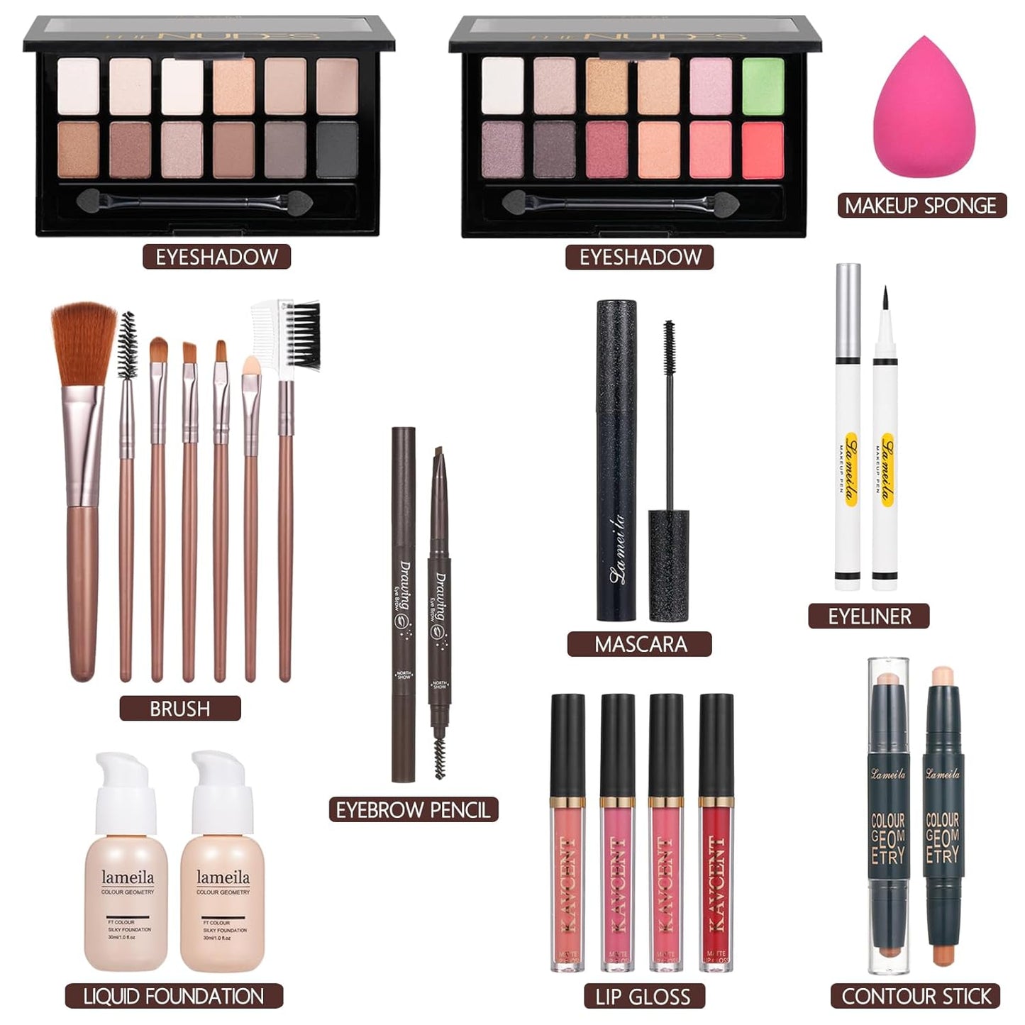 Makeup Set Makeup Kit for Women Full Kit Makeup Sets for Teens Teenagers Eyeshadow Palette Lip Gloss Foundation Mascara Eyeliner Contour Stick Makeup Kits
