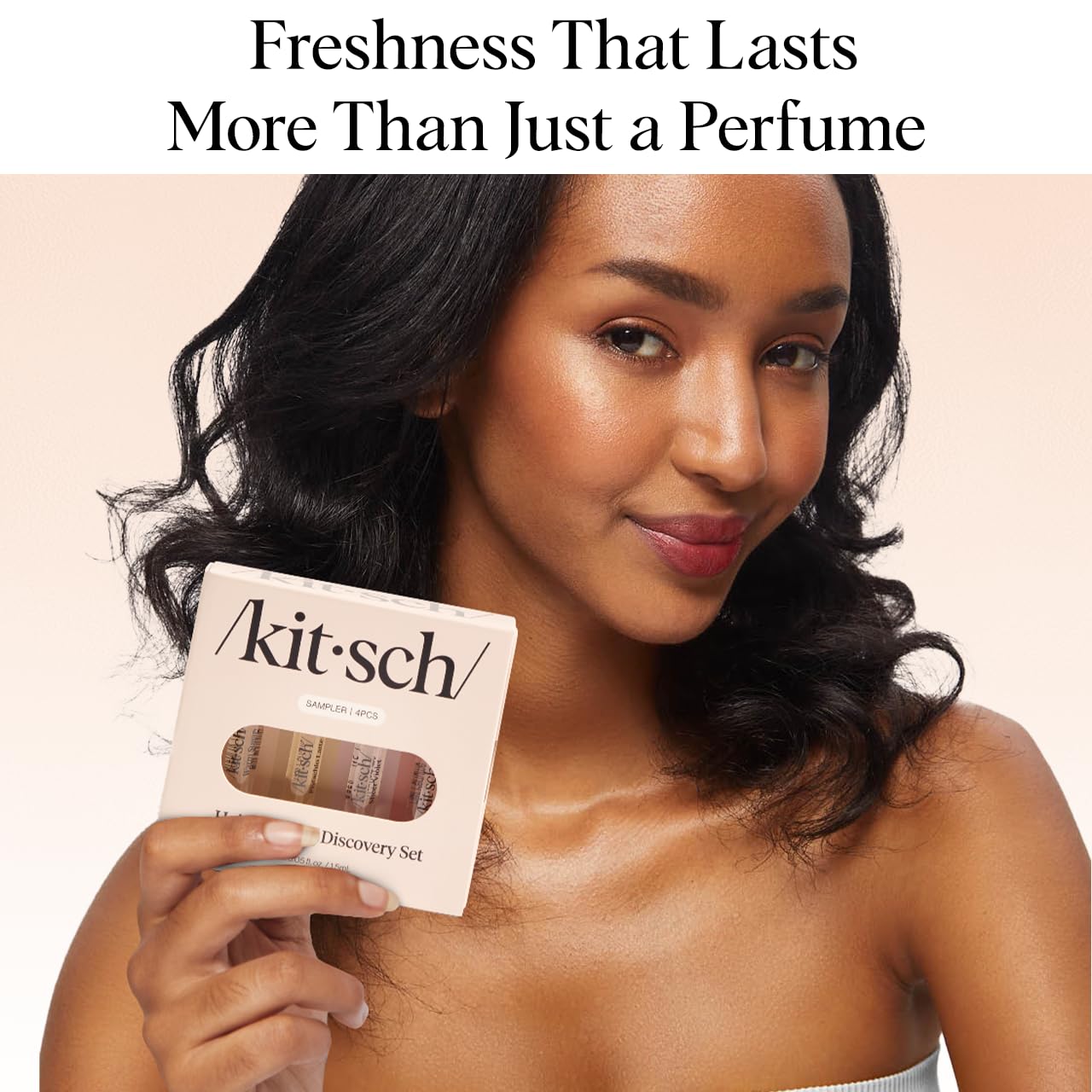 Kitsch Hair Perfume For Women (Discovery Set) - Pistachio Latte, Warm Sugar, Sheer Violet & Amber Waves - Patented Odor-Eliminating Technology, Hair Spray and Body Mist - 4 x 1.5ml