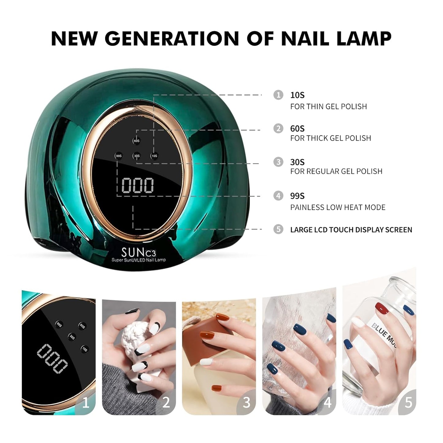 UV Light for Gel Nails 288W UV Nail Lamp with 63 LED Beads for Gel Polish with LCD Display Auto Sensor and 4 Timer Settings Professional Nail lamp