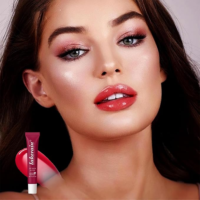 Lip Glowy Balm Butter Lip Balm Plumps Moisturizing Hydrating Lip Mask Repair Moisturizer Lips Care Lip Treatment for Dry Cracked Lip, Glossy Finish, Vegan Tinted Lip Balm Chapstick (#5 Cherry)