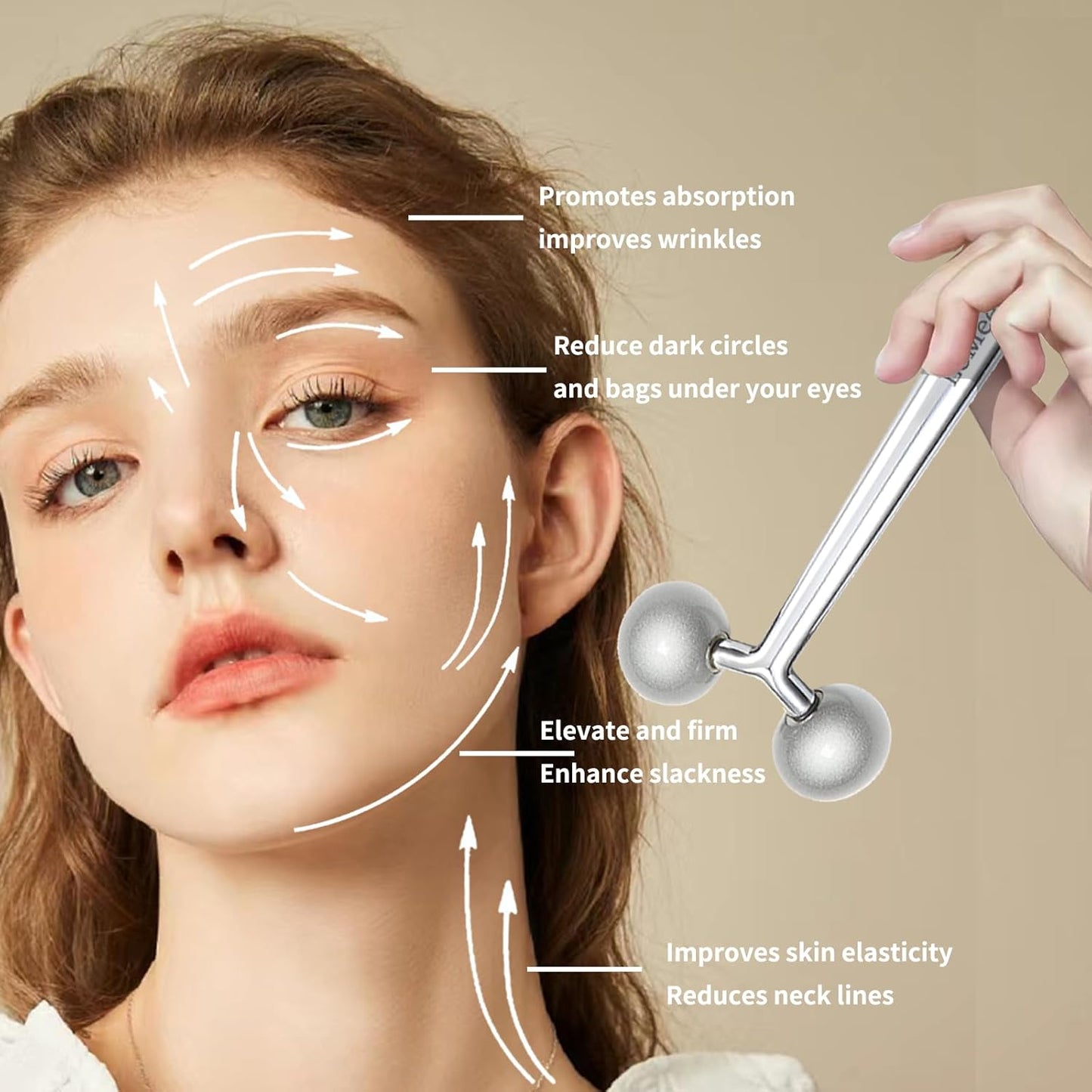 Gua Sha Facial Tools Stainless Steel & Face Roller Massager Skin, Facial Massage Skin Care for Face Neck Body, Reduce Puffiness Remove Wrinkles, Valentines Gift for Women