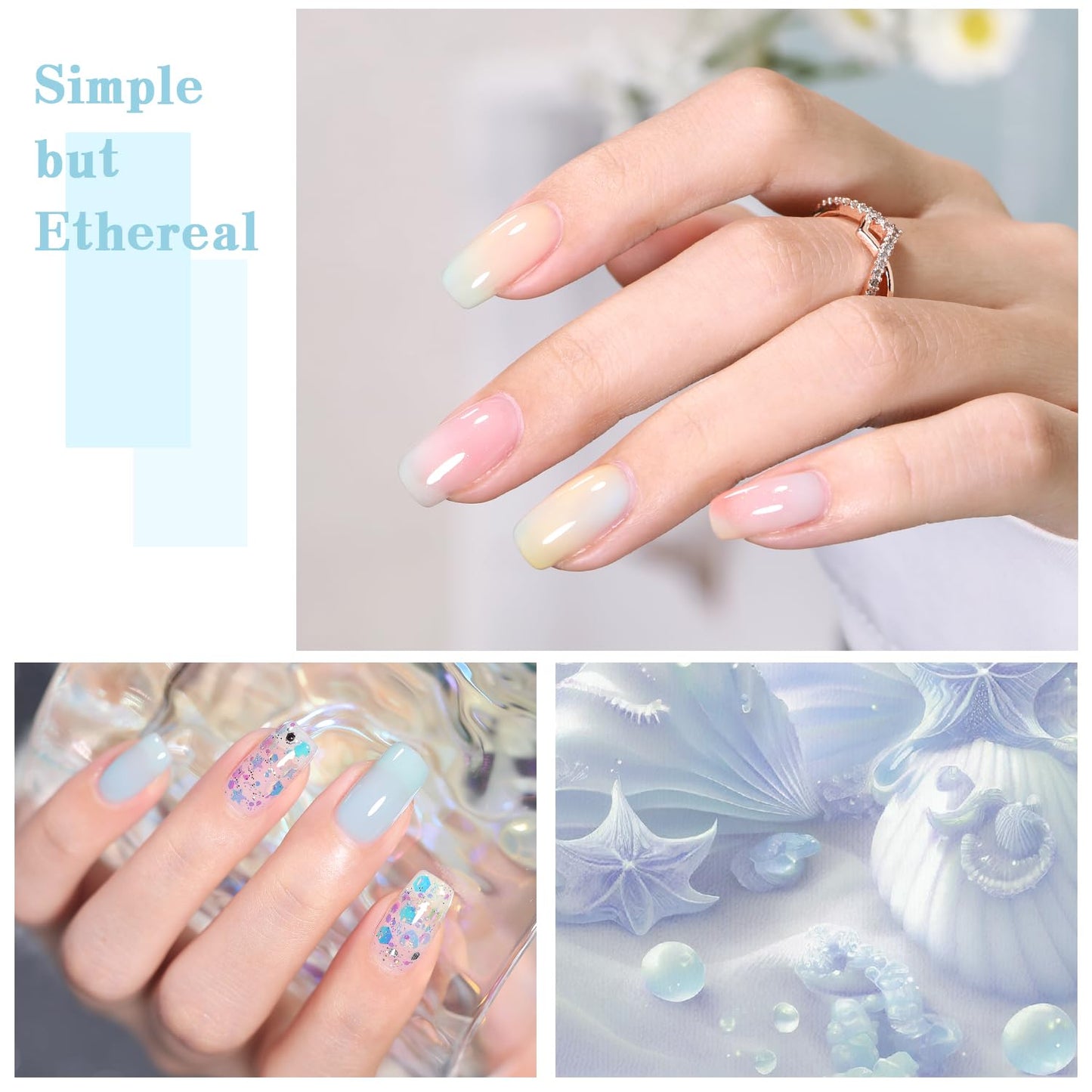 Jelly Pastel Gel Nail Polish Set 10Pcs Candy Colors Collection,Translucent Spring Summer nail gel polish Manicure at Home DIY Easter Mother's Day Gifts