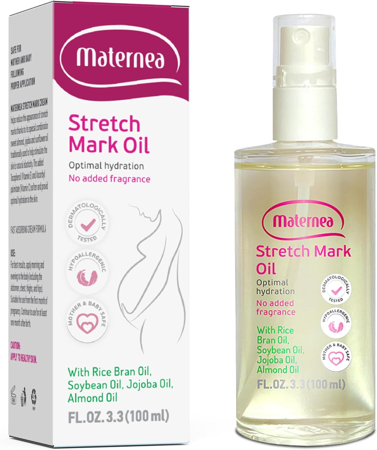 Stretch Mark Oil - Provides Optimal Skin Hydration and Nourishment, 3.3 FL. OZ. (100 ml)