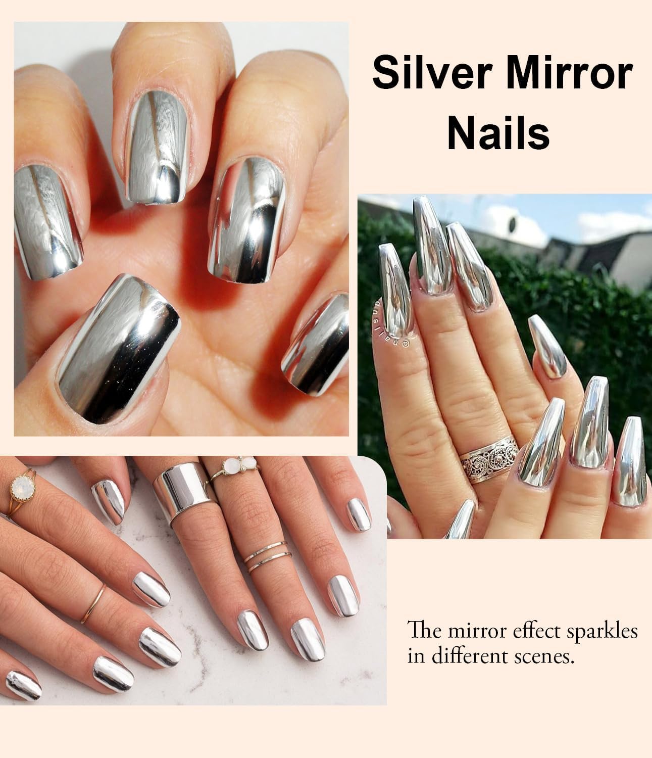 Chrome Powder for Nails: 6pcs Metallic Effect Chrome Powder Aurora Mermaid Iridescent Holographic Nail Powder Pigment Glitter Nail Powder Nailr Art Decoration