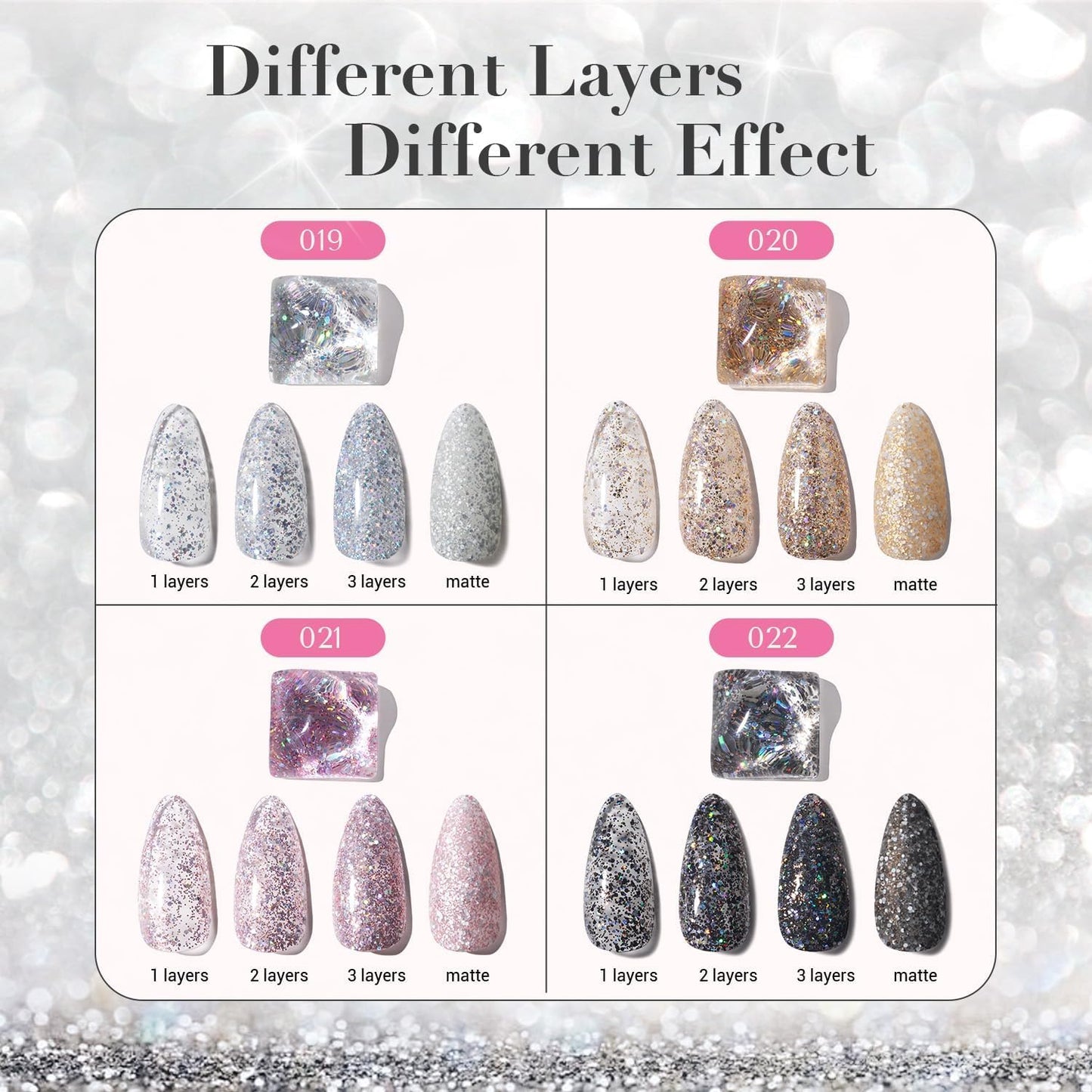 AZUREBEAUTY Nail Polish Set, 4 Colors Dazzling Gold Silver Pink Quick Dry Natural Nail with Top Coat,Professional for Nail Art DIY Manicure and Pedicure at Home