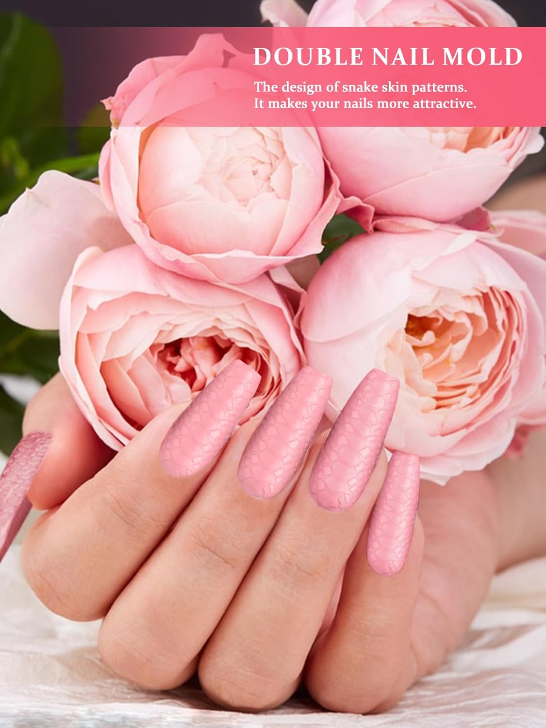 EBANKU Dual Forms for Poly Extension Gel, Poly Nail Forms Molds Stiletto Oval Nail Extension Tips for Gel Manicure Nail Art Design Salon&DIY-120PCS 3D Snake Pattern