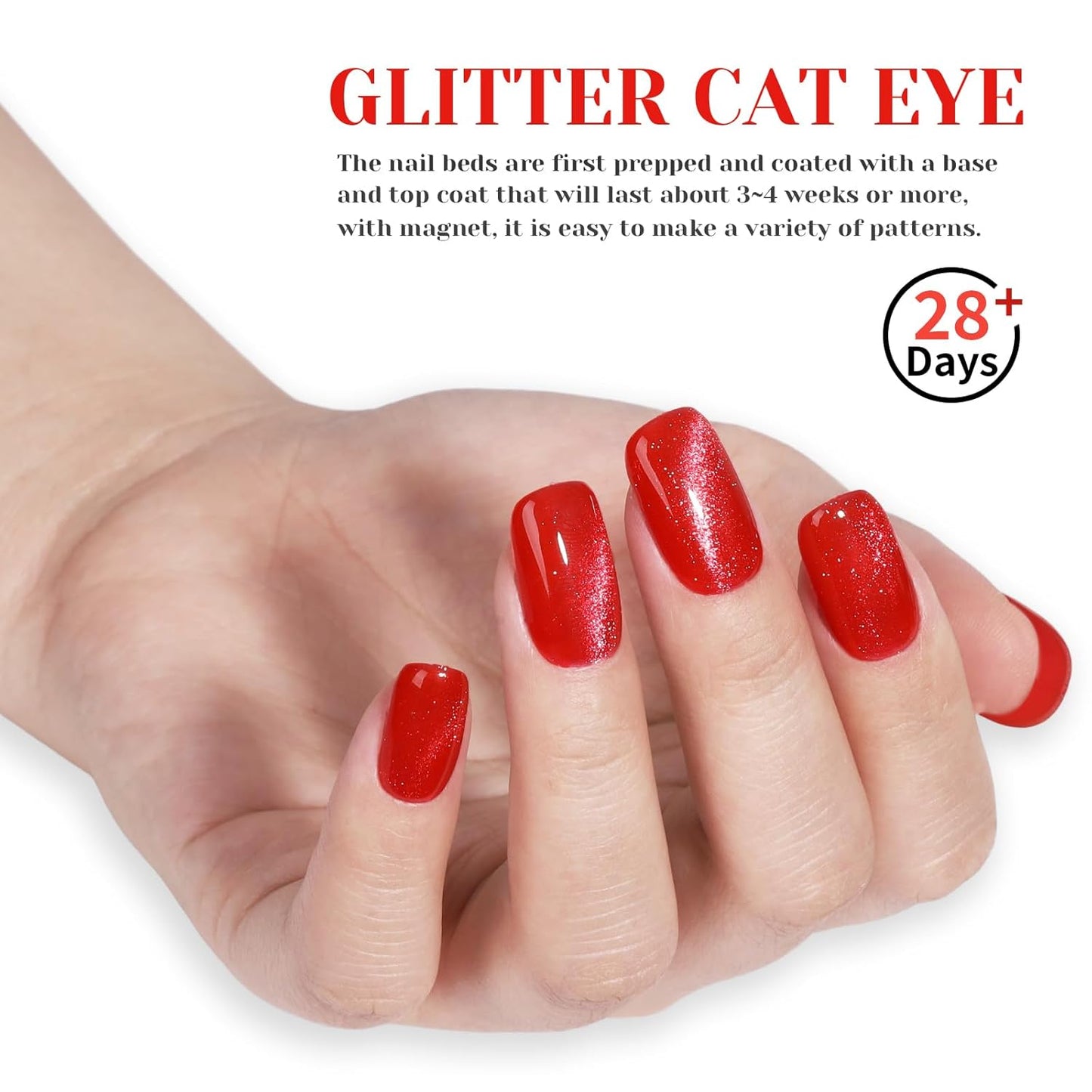 Red Cat Eye Gel Nail Polish - Perfect for DIY at Home & Ideal Gift for Nail Art Lovers!