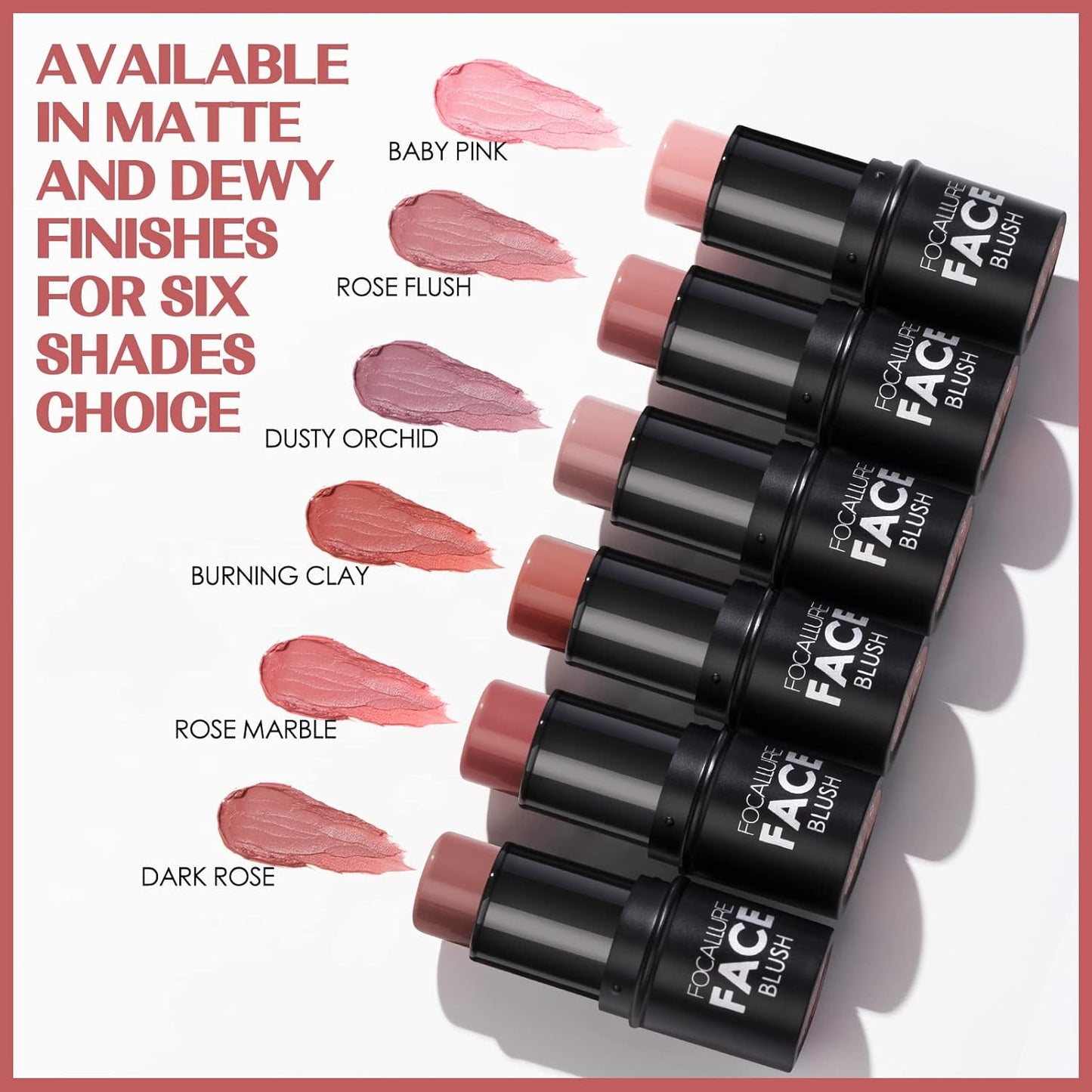 FOCALLURE Cream Blush Makeup,Buildable Blush Stick for Cheeks,Matte and Dewy Finish,Long Wearing,Easy Application,Lightweight Multi Stick,DARK ROSE