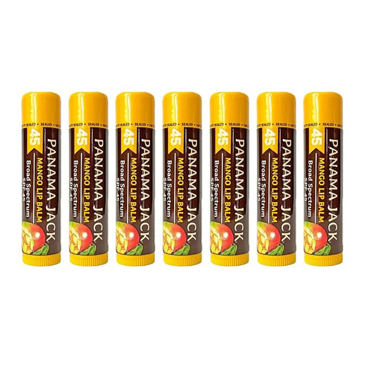 Panama Jack Sunscreen Lip Balm - SPF 45, Broad Spectrum UVA-UVB Sunscreen Protection, Prevents & Soothes Dry, Chapped Lips, Mango, 7-pack
