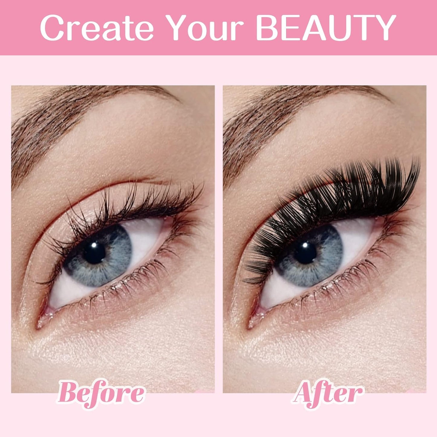 280 Pcs Individual Lashes 50D-D-0.07-10 Cluster Lashes C D Curl Wispy Lashes Bottom Lashes DIY Lashes At Home（50D-D-0.07-10）