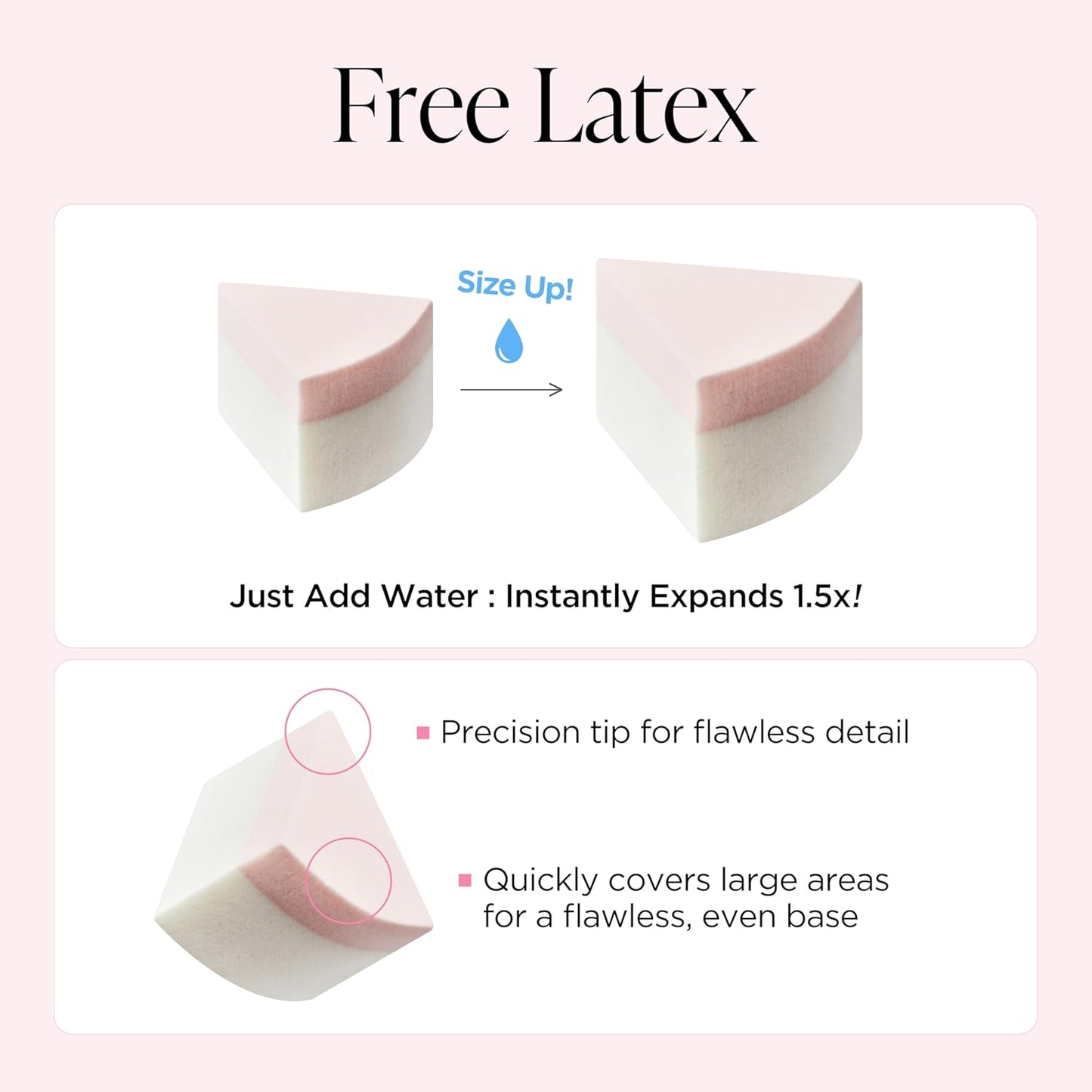 Piccasso Latex Round Makeup Sponges 6P – Hydrophilic Foundation Sponges for Makeup, Dewy & Matte Finish, Triangular Face Sponges for Precise Blending, Ideal for Base Makeup Application