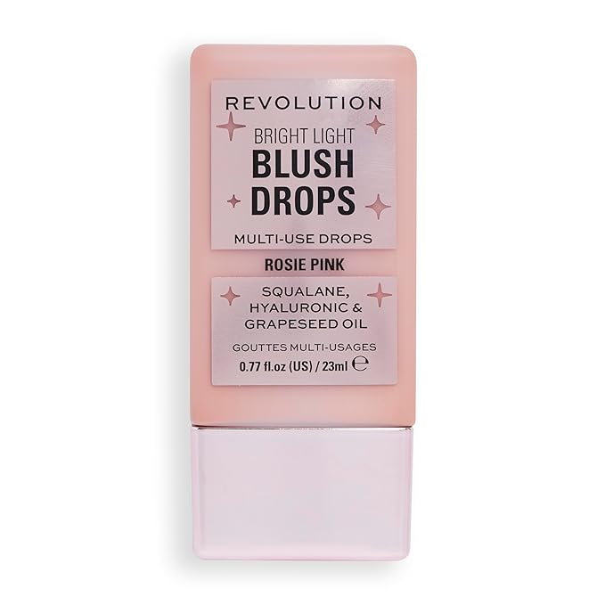 Revolution, Bright Light Blush Drops, Infused with Hyaluronic Acid, Radiant Finish, Pink Rosie, 0.77 Fl. Oz.