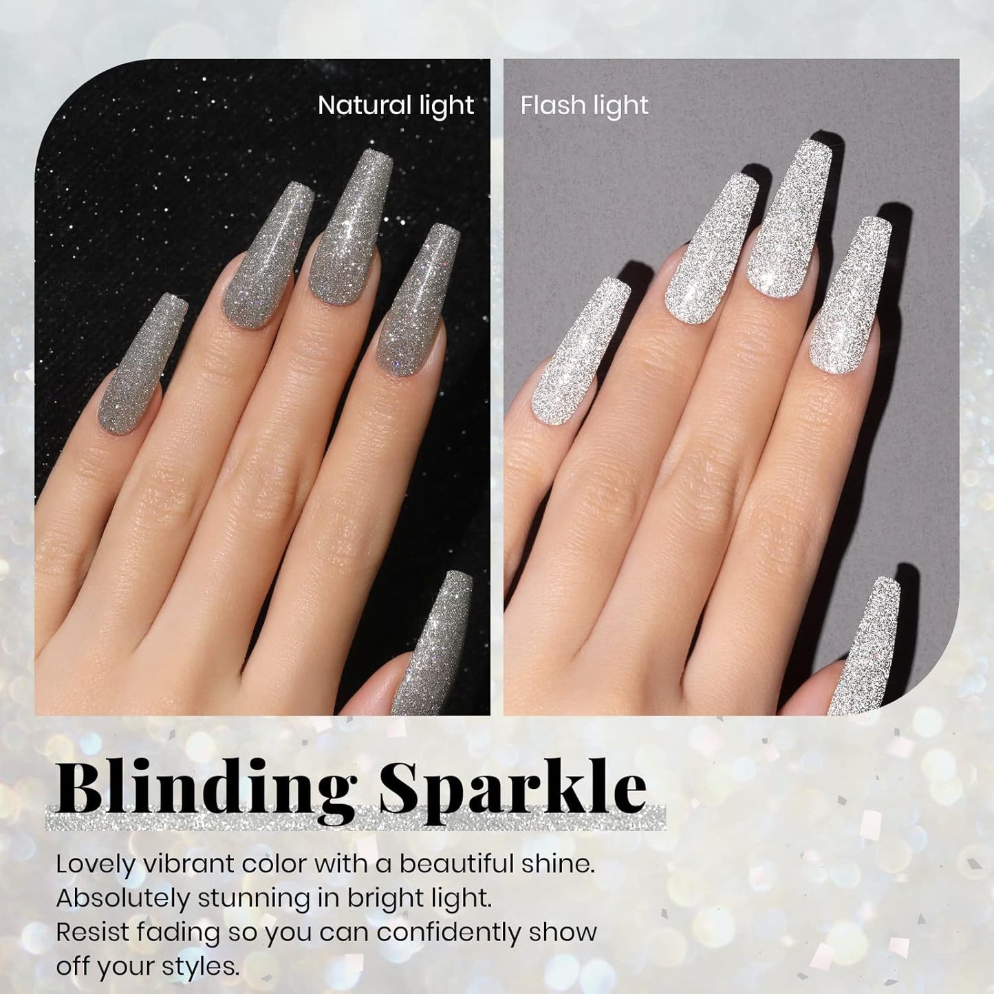 Beetles Reflective Gel Nail Polish 15ml Silver Glitter Nail Polish Shimmer Soak Off Uv LED Lamp Gel Nail Art Manicure Salon DIY Home Diamond