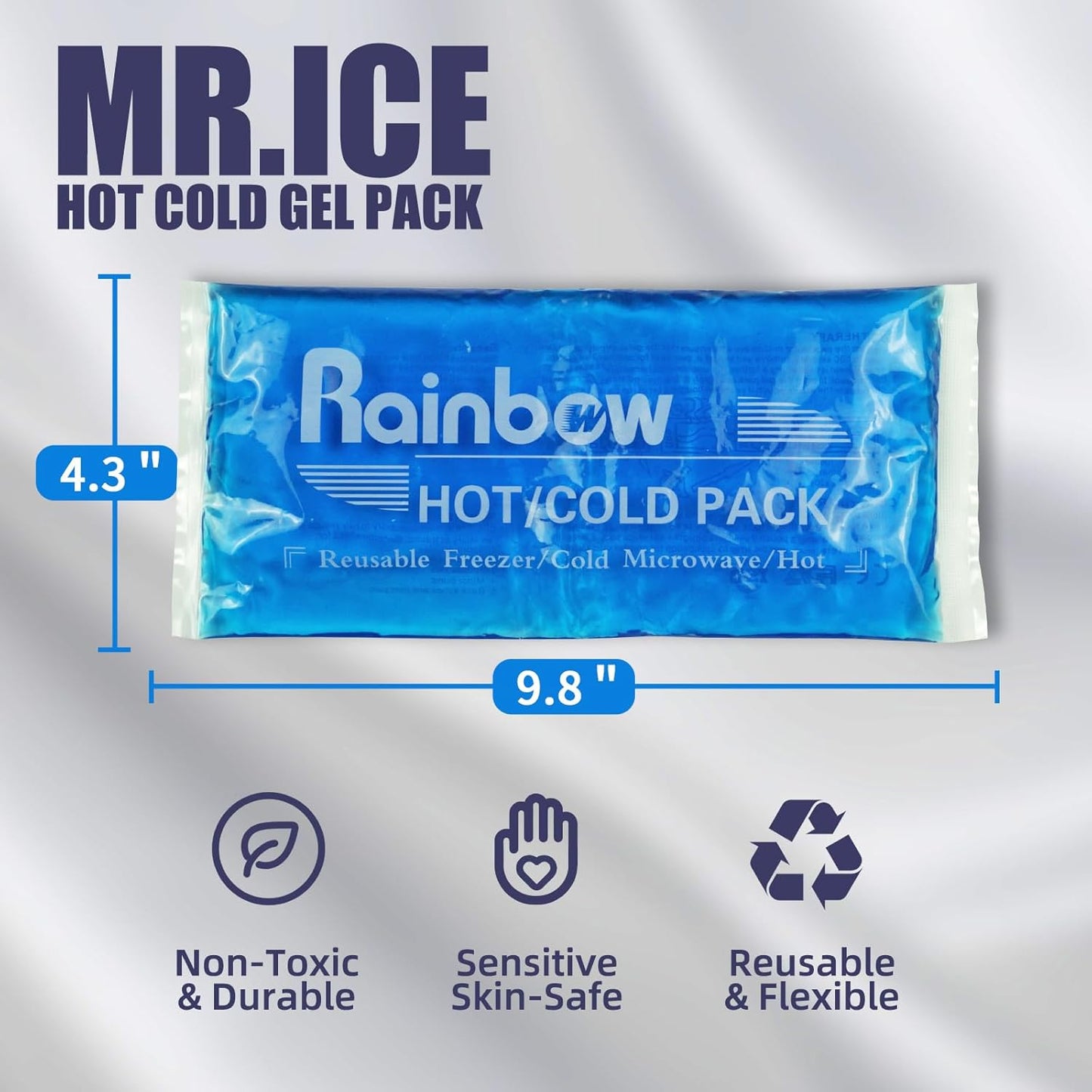 Gel Ice Packs for Head Neck Knee Elbow Wrist Foot Pain Relief (2 Pack) - Ice Packs for Injuries Reusable Gel Hot Cold Pack for Injuries - Flexible Cold Pack for Breast Surgery, Strain, Migraine