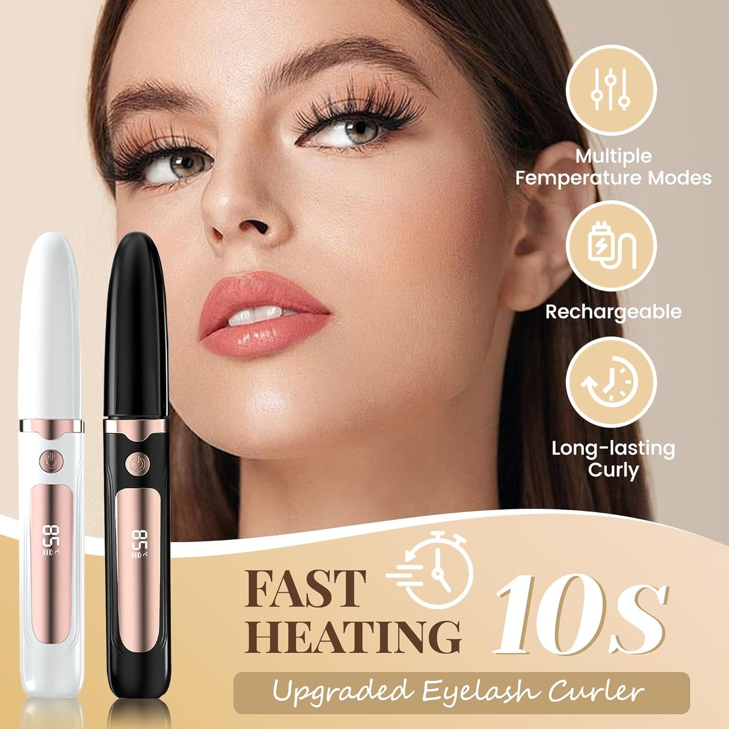 Heated Eyelash Curler, Best Selling Eyelash Curler, 10 Seconds Quick Heat - Lasts Long - with Led Display, use with Mascara, Suitable for Women and Girls