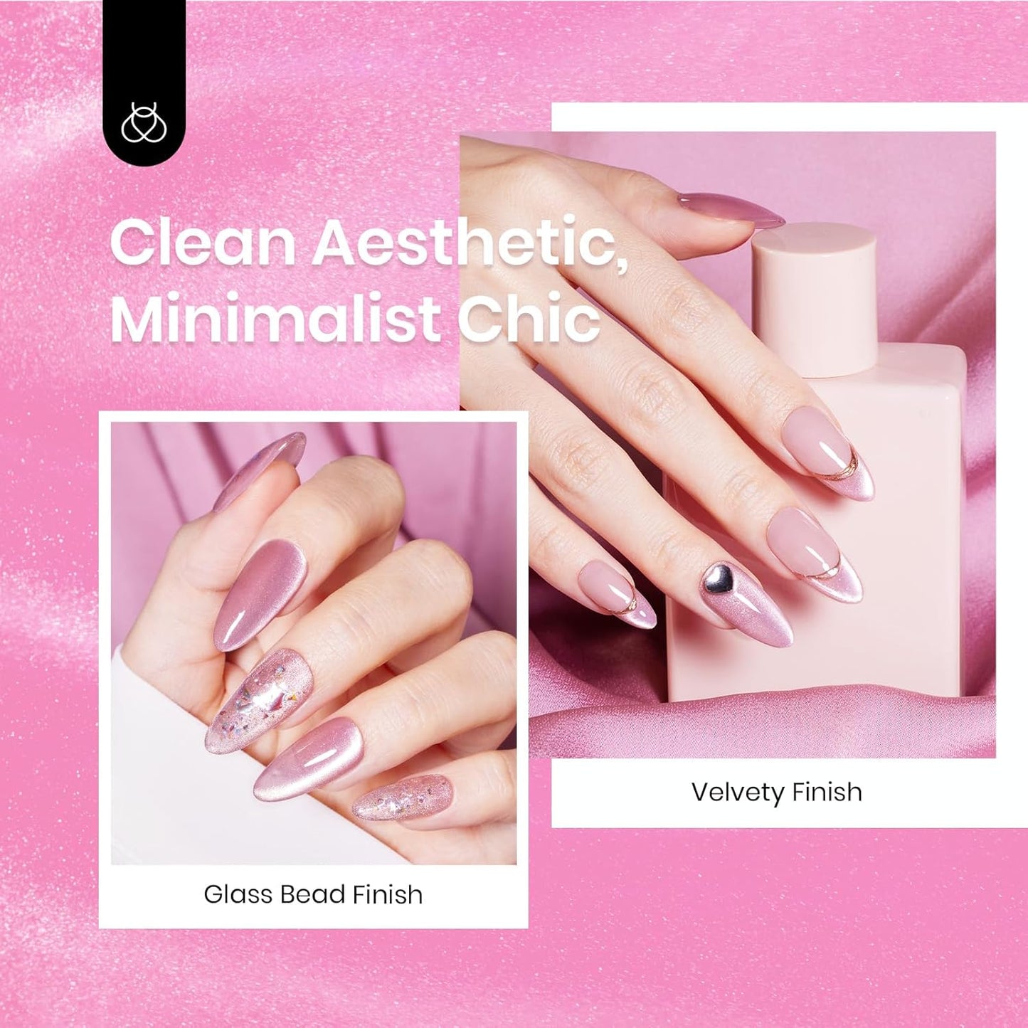 Beetles Cat Eye Gel Nail Polish, 15ML Pink Cat Eye Glitter Gel Nail Polish Holographic Pink Cat Eye Magnetic Reflective Translucent Gel Polish Nail Art DIY at Home