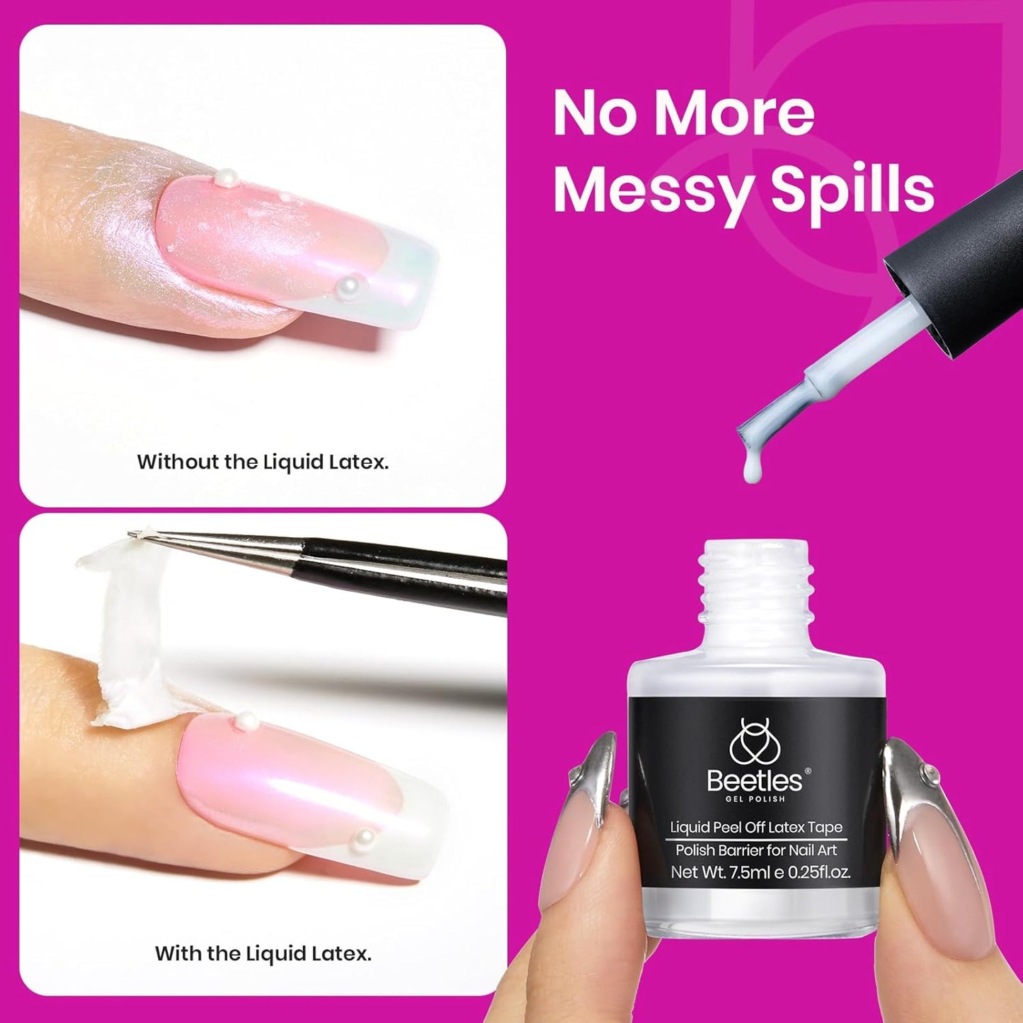 Beetles Chrome Nail Powder 8 Colors Metallic Mirror Effect Chrome Nail Powder with Liquid Latex Tape Kit,White Silver Pigment Iridescent Mermaid Glitter Pink Blue, Gel Polish Decoration Gift for Women