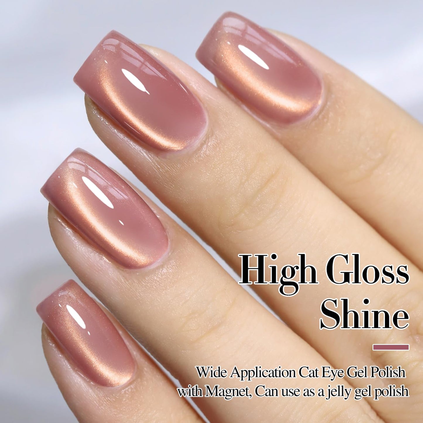 Double Rhythm 15ML Ice Glass Cat Eye Gel Polish with Magnet Holographic Glitter Shimmer Translucent Sheer Color Salon Soak Off Magnetic Nail at Home (Golden Violet-MC1129)