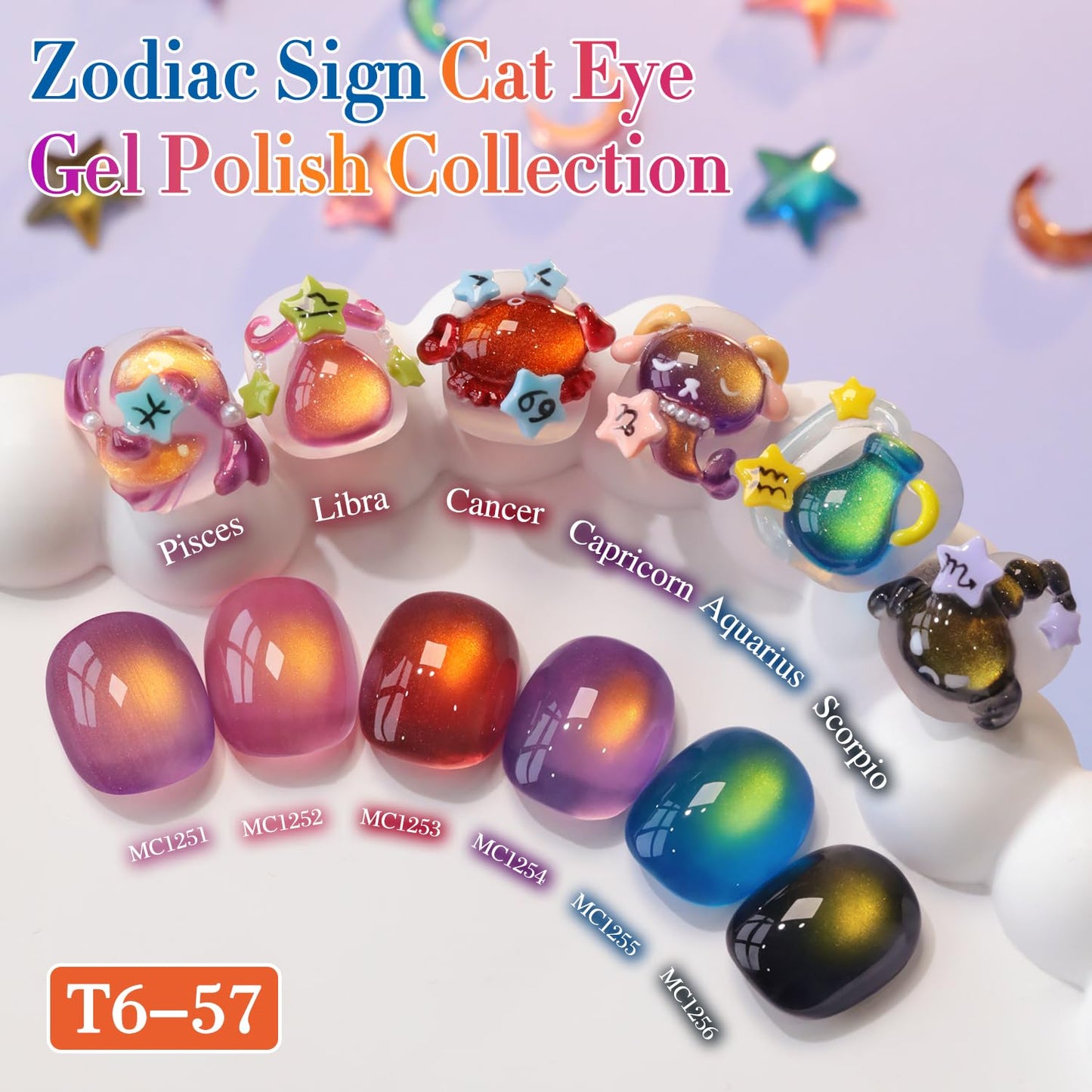 Double Rhythm Cat Eye Gel Nail Polish Set of 6 Same Color Same Bottle 0.5 Oz Shimmer Glitter with Magnet Holographic Reflective Magnetic UV Nail Polish Kit at Home (Golden Autumn Brown-T6-57)