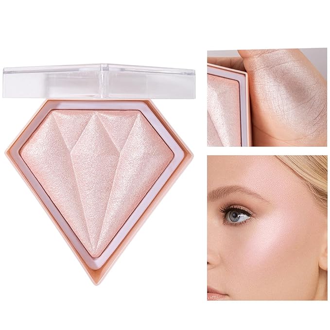MEICOLY Baked Highlighter Powder Palette,Natural Face Highlighter Shimmer Powder,Long Lasting Glittery Highlighter Makeup Face Luminizer,03 Fairy Pink