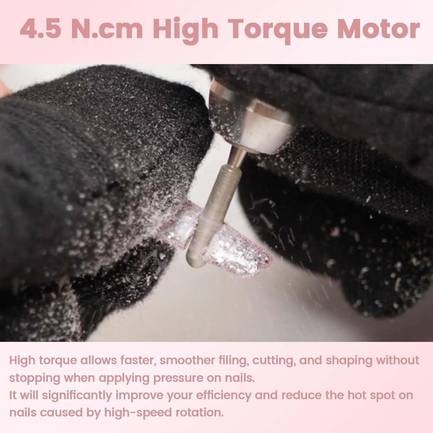 Delanie Professional Nail Drill High Torque 35000 RPM Rechargeable Portable Electric Nail File Filer for Acrylic Gel with Cuticle Bits, Salon Manicure Tool, Rose Gold