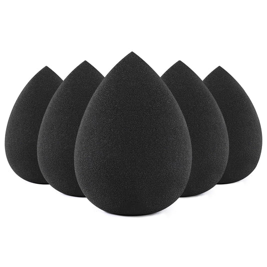 BEAKEY Makeup Sponge Set, 5 Pcs Foundation Blending Sponge, Beauty Sponges Flawless for Liquid, Cream, and Powder, Latex-Free and Vegan Boun Boun Sponges, Makeup Sponges Black