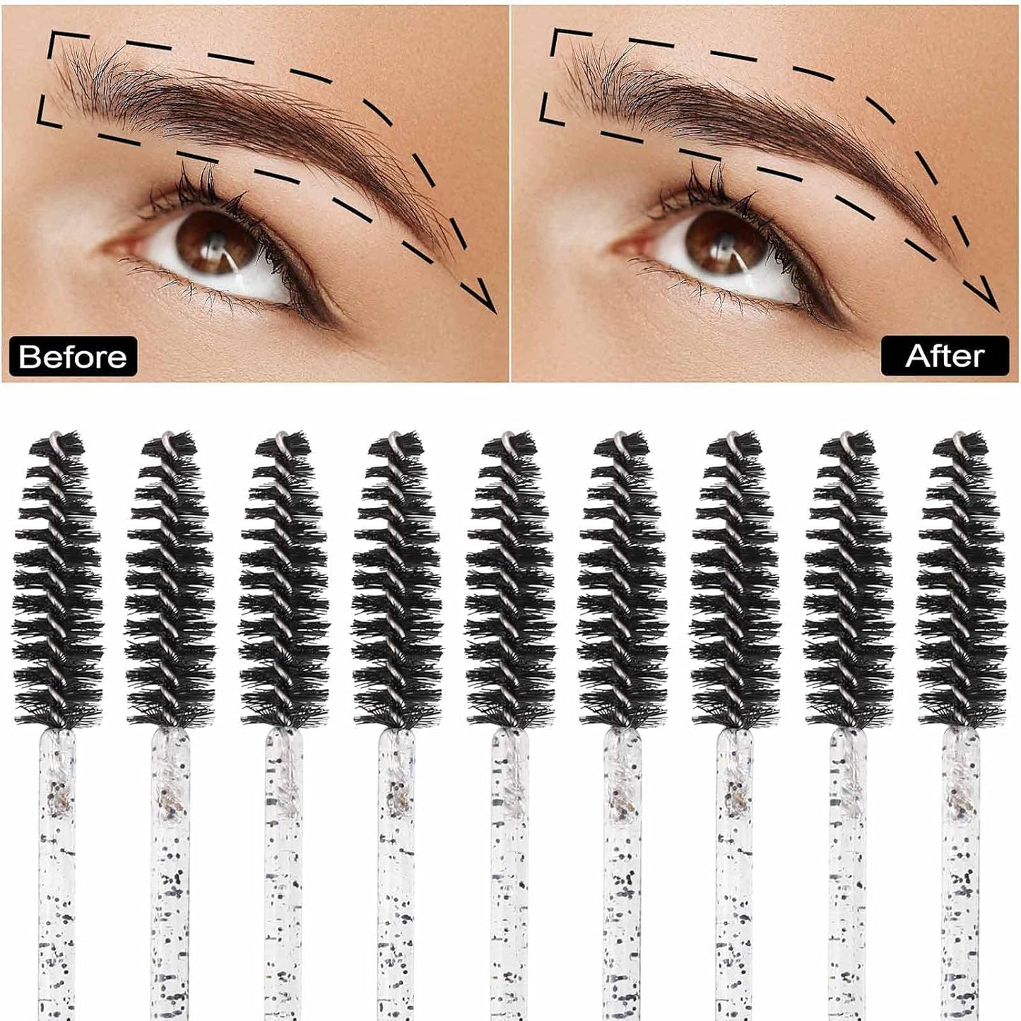 Tbestmax 1000 Disposable Mascara Wands Eyelash Brush Spoolies for Eyebrow Eye Lash Extension Black
