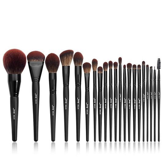 Jessup Makeup Brushes Set Premium Synthetic Powder Foundation Highlight Concealer Eyeshadow Blending Eyebrow Liner Spoolie Brush Set Black 21pcs T271