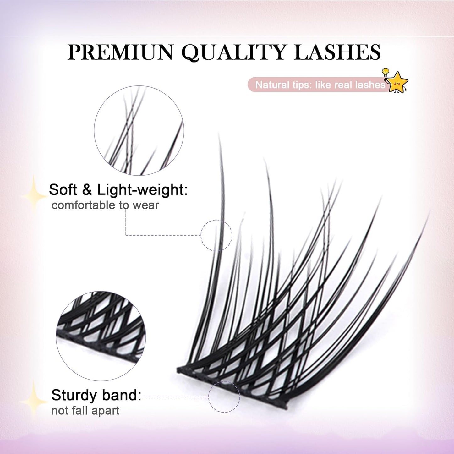 GAQQI Lash Clusters, GQ03 False Eyelashes DIY Lash Extensions C Curl 168PCS Cluster Lashes 16MM, Wispy and Natural Lash Wisps (GQ03,16mm,C Curl)