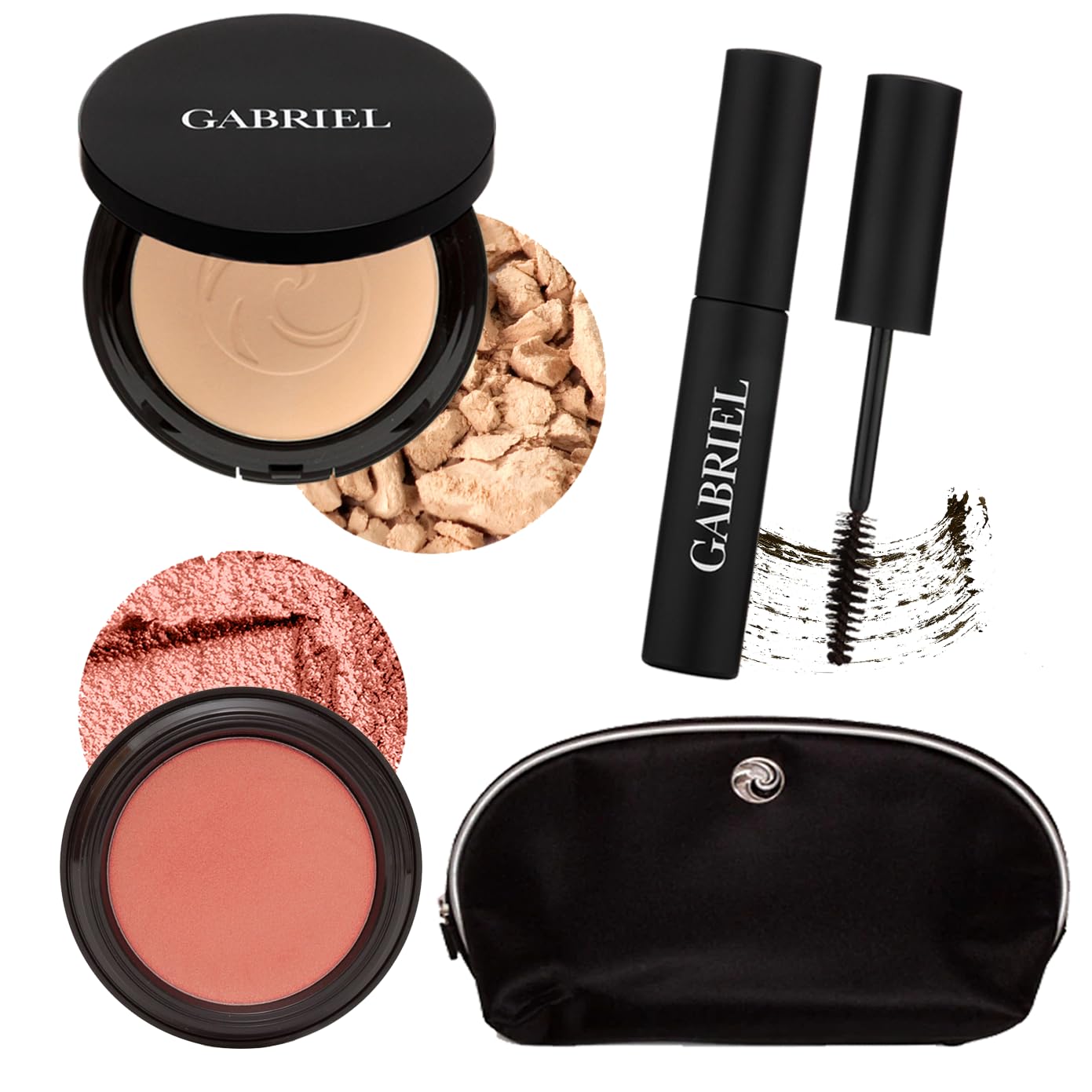Gabriel About Face Kit | Dual Powder Foundation + Multipot + Gabriel Mascara + Cosmetics Bag ((Light Beige Set))