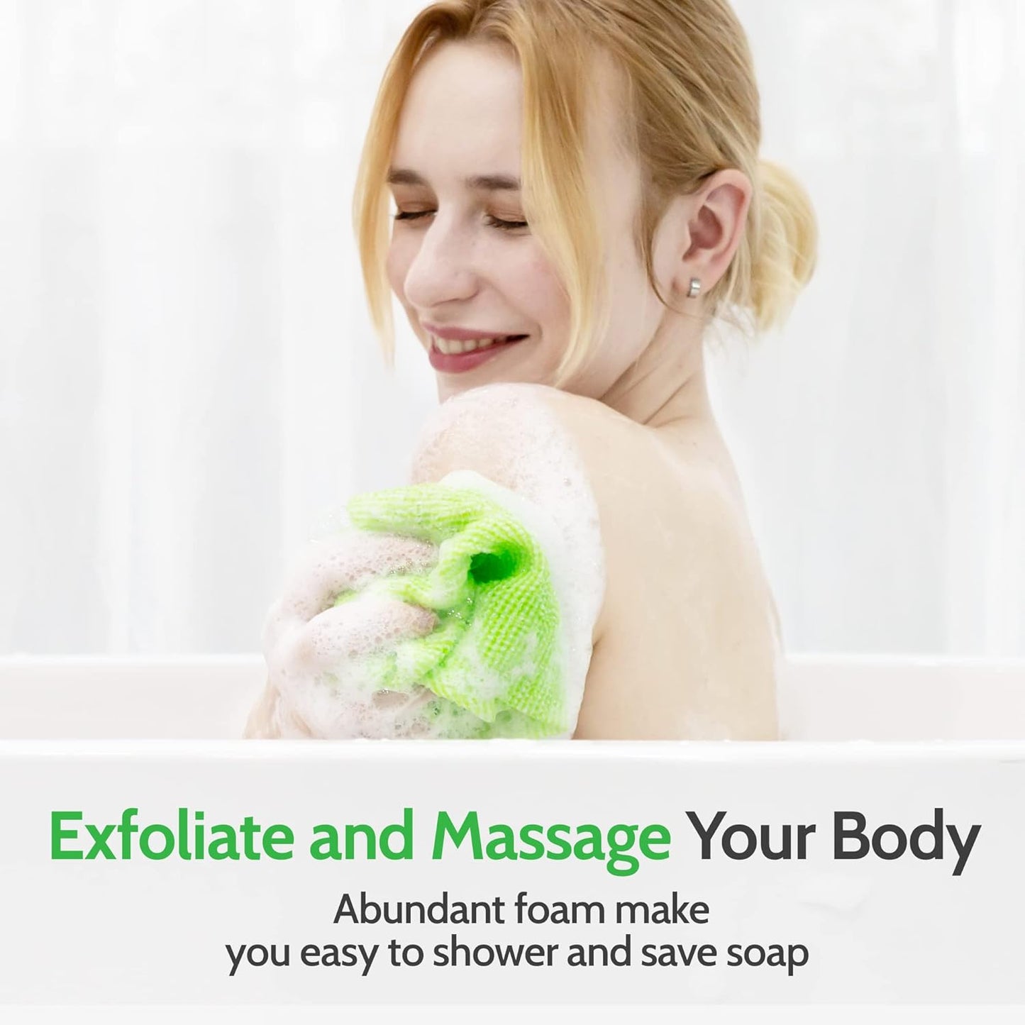 Modu 3 PCS Long Exfoliating Washcloth - African Bath Net Sponge Loofah Japanese Washcloth Body & Back Scrubber for Shower, Deep Cleansing (Sky Blue, Yellow, Green)