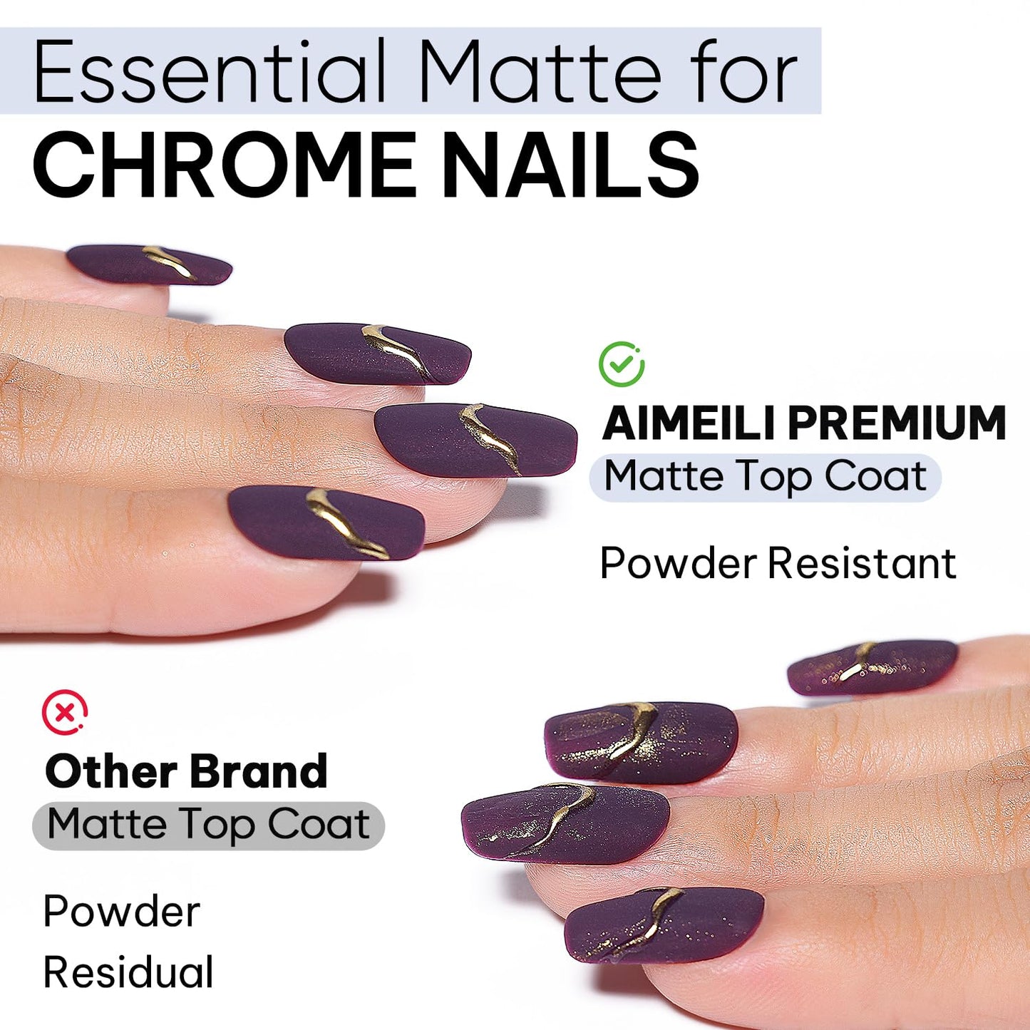 AIMEILI Gel Nail Polish 4pcs, Hema Free, Cruelty Free, Vegan, Soak Off U V LED Nail Art - Base Coat, No Wipe Top Coat, Matte Top, Builder Nail Gel